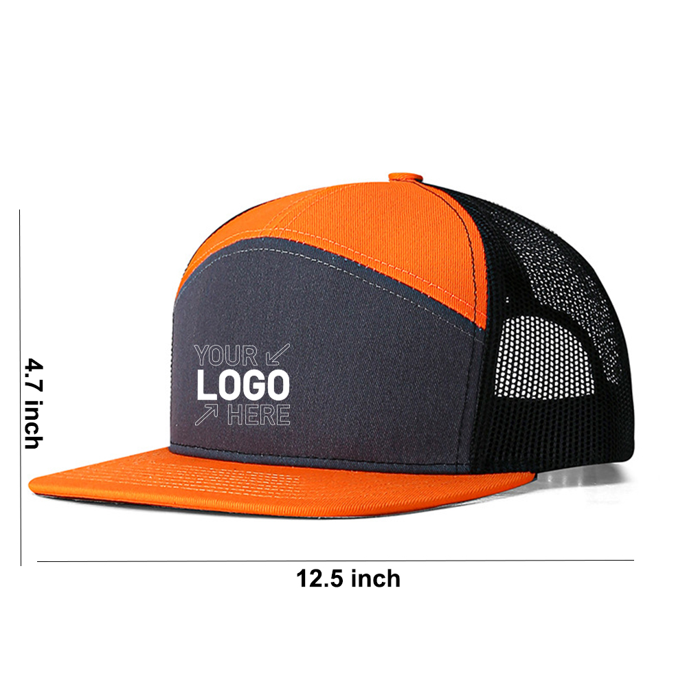 Breathable trucker flat brim hip hop mesh hat 5