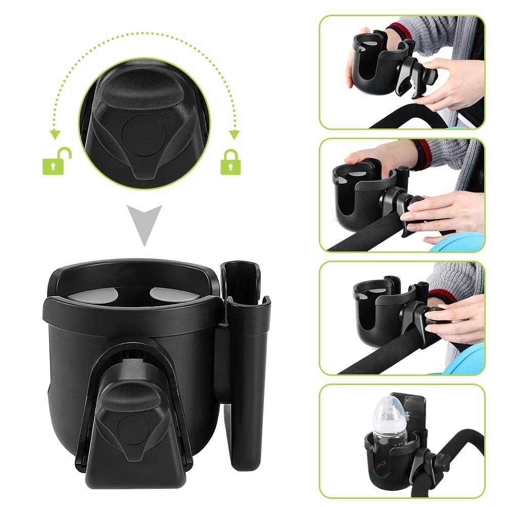 Stroller Cup Holder with Phone Holder, Bike Cup Holder, 2-in-1 Cup Phone Holder for Stroller 3