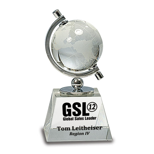 Crystal Spinning Globe On Clear Base 2