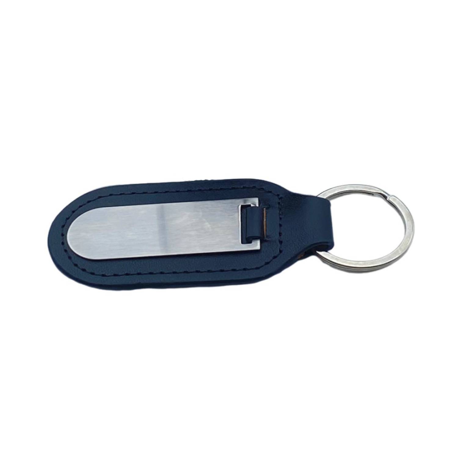Silver Metal PU Leather Keychain 3