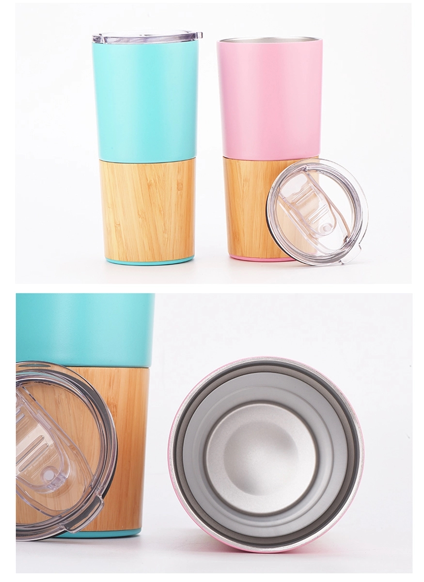 20 Oz Stainless Steel With Wood Vacuum Insulated Bottle 2