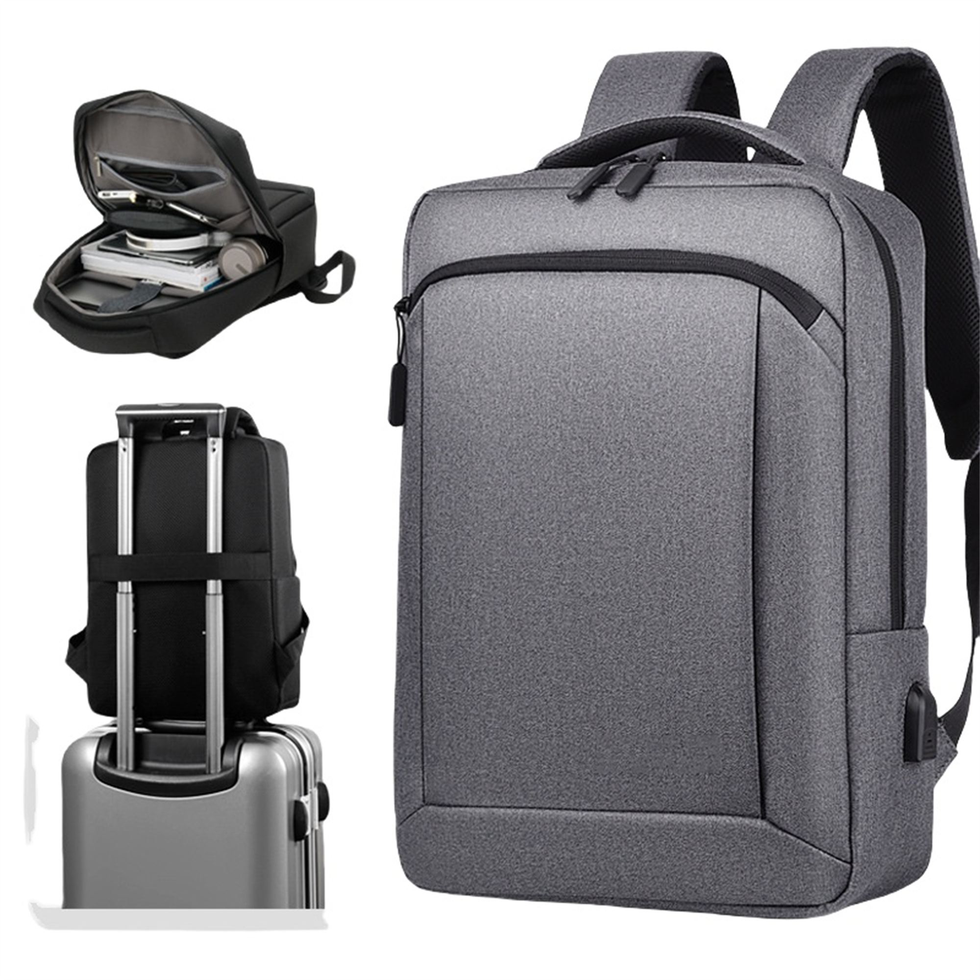 15.6" Ultimate Travel Everyday Laptop Backpack in Heather Grey 9