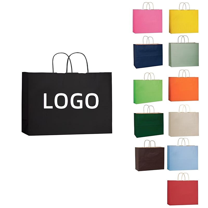 Extra Large Size Kraft Paper Shopper Tote bags(15 3/4" * 5 1/8" * 12 3/16") 8