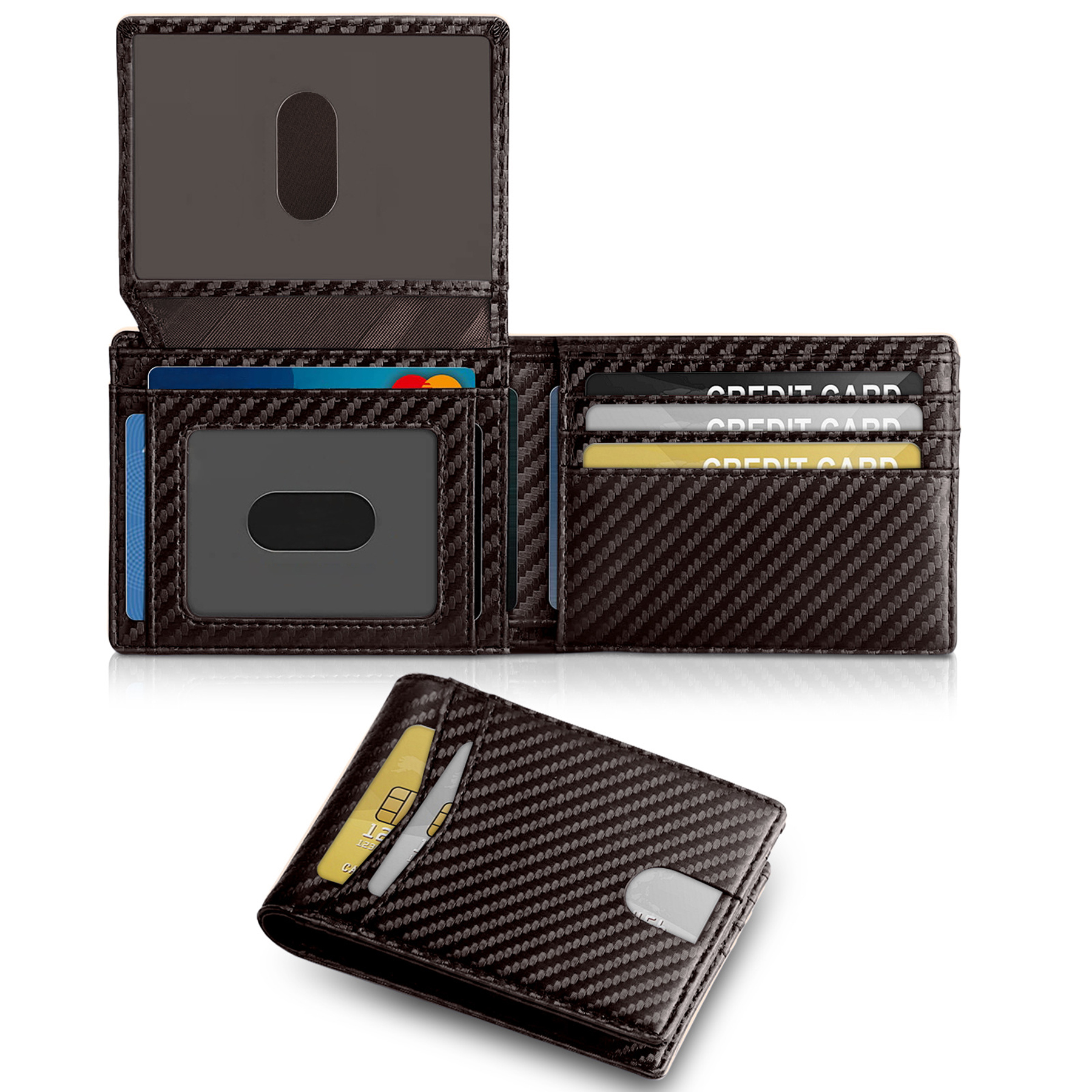 Men's Slim RFID Leather Wallet with 2 ID Windows 4