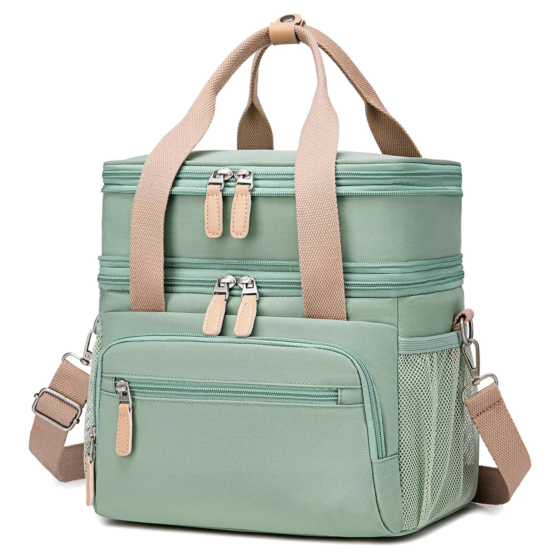 Waterproof Reusable Large Dual Compartment Lunch Bag 7