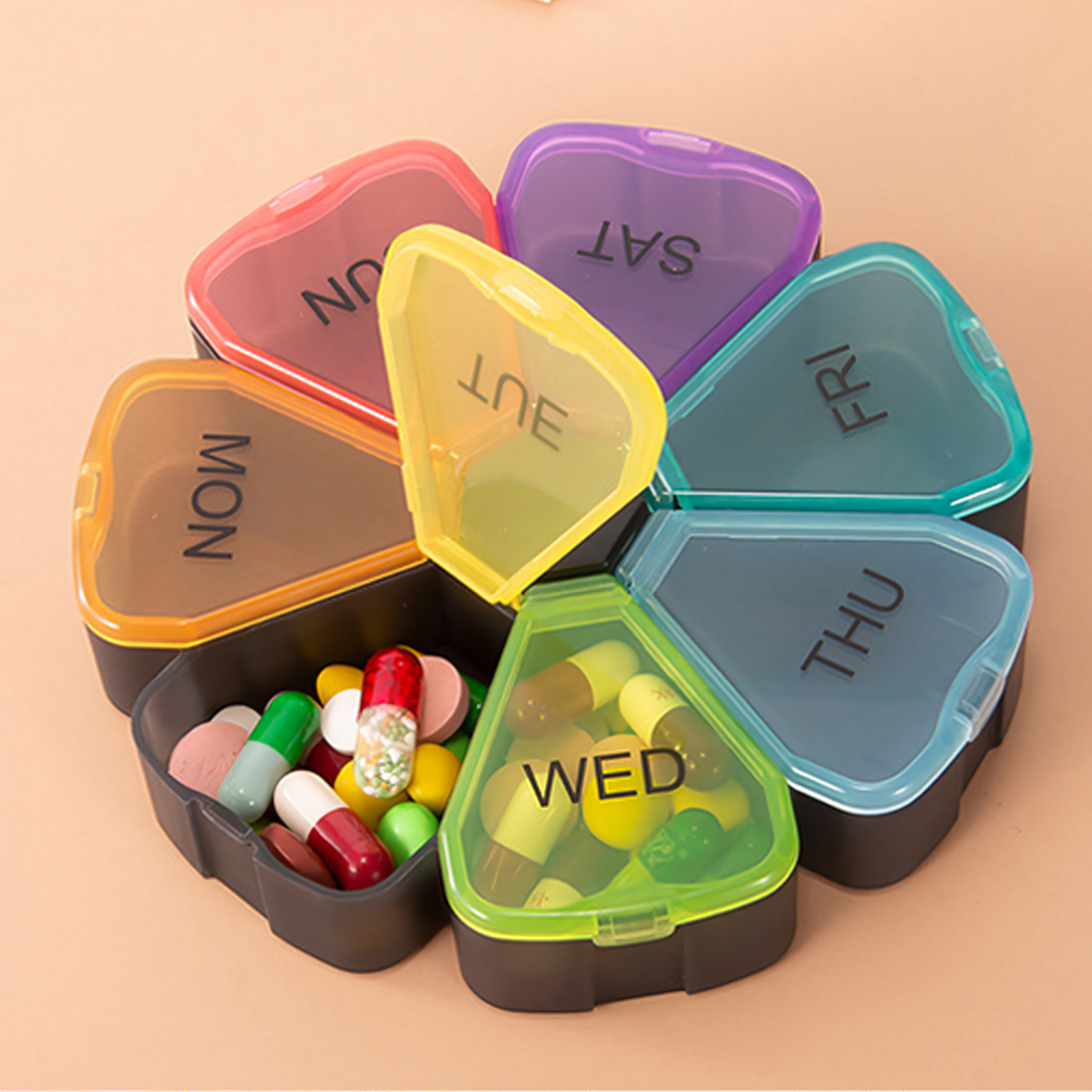 Cute Household Portable Rainbow Petal Pill Box 5