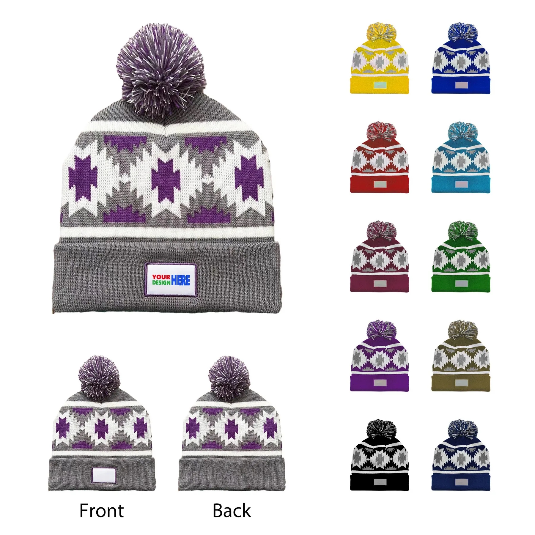 PMS color match Custom Knit Cap/Hat with Beanie 7