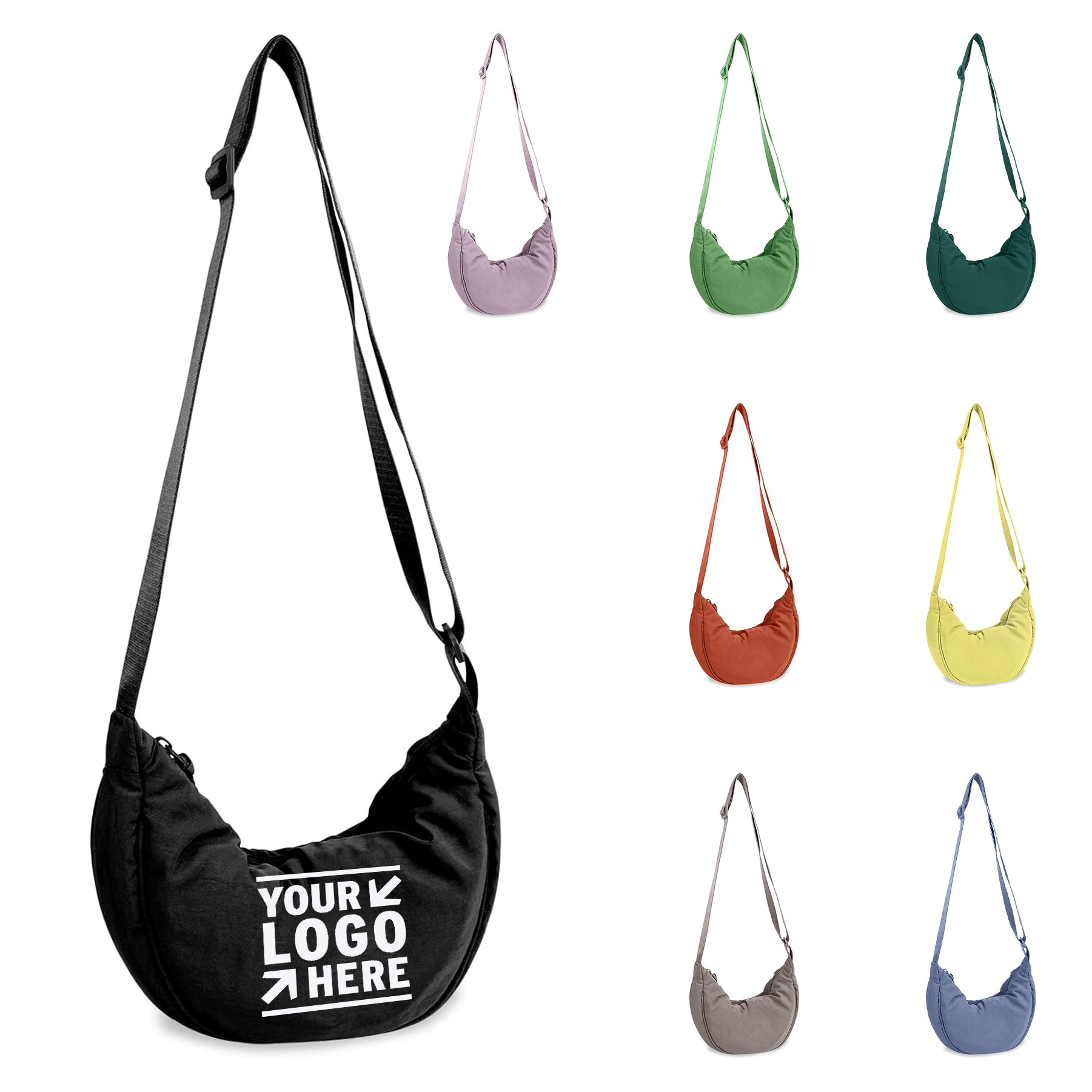 Small Nylon Crescent Crossbody Women Men Trendy Travel Sling Bag 2