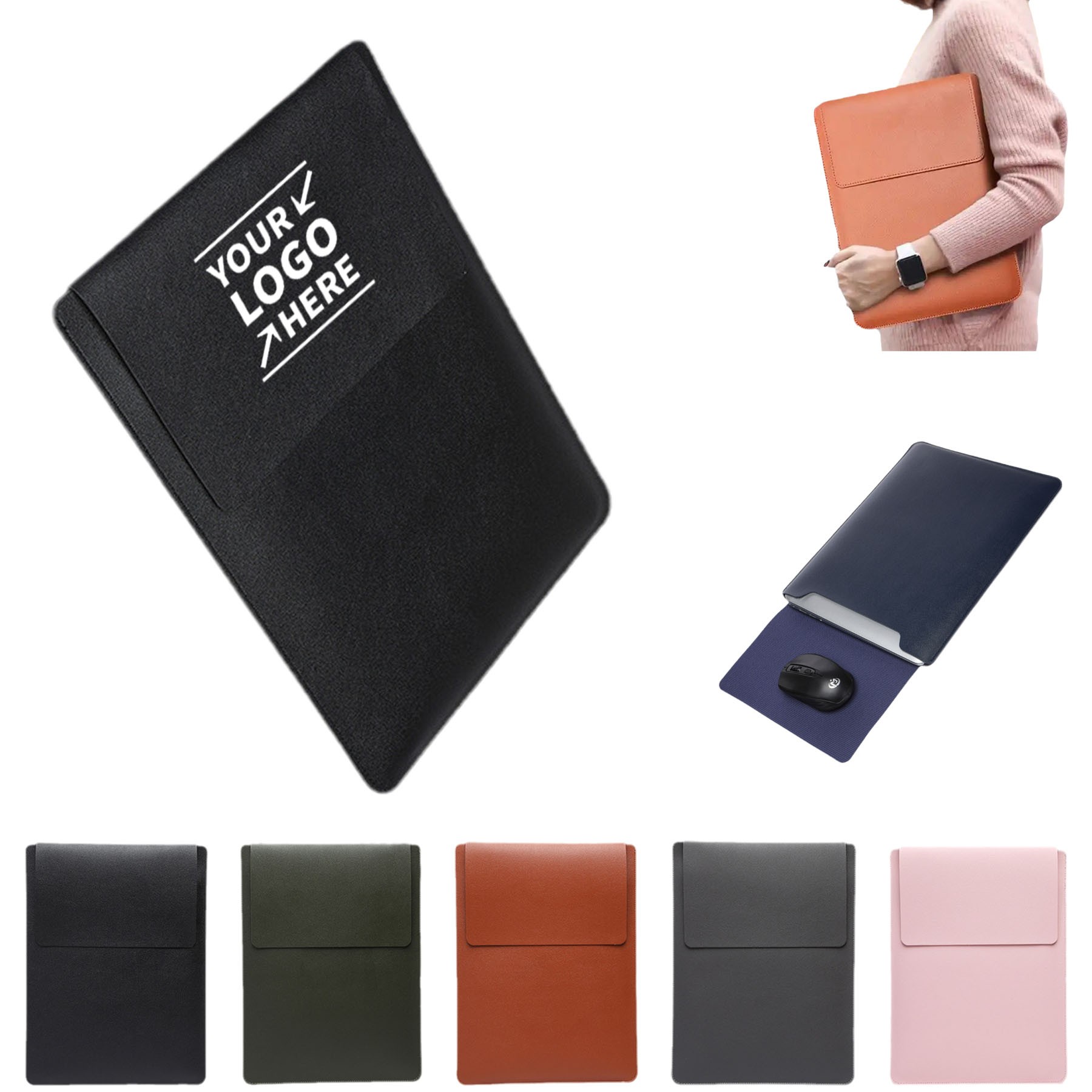 14Inch PU Leather Laptop Protective Sleeve W/ Mouse Pad 3