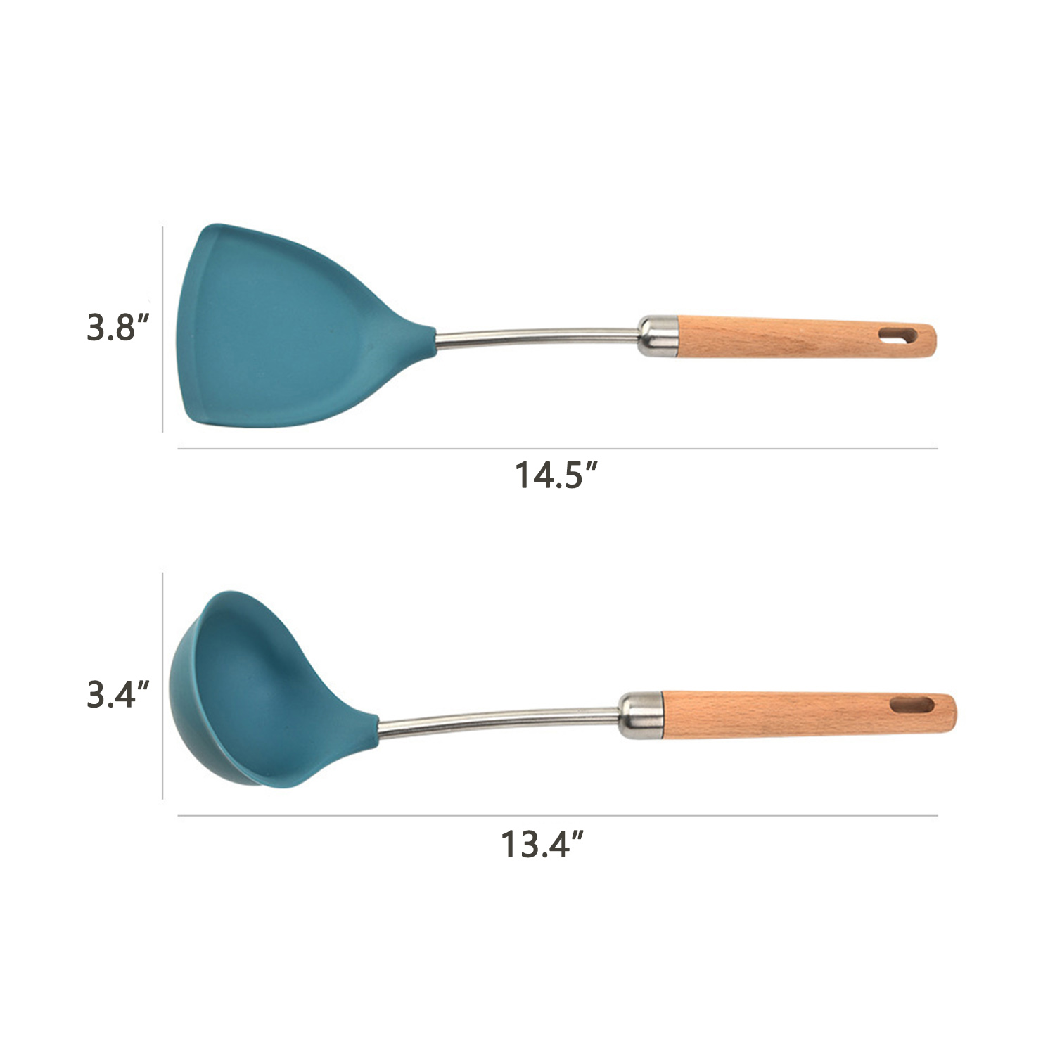 Silicone Shovel Or Spoon with Wooden Handle 2