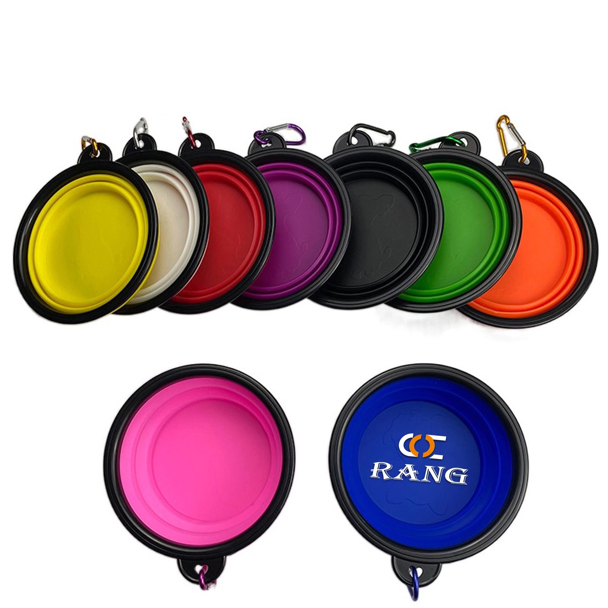 Collapsible Silicone Dog Bowl Travel Pet With Carabiner Clip 1