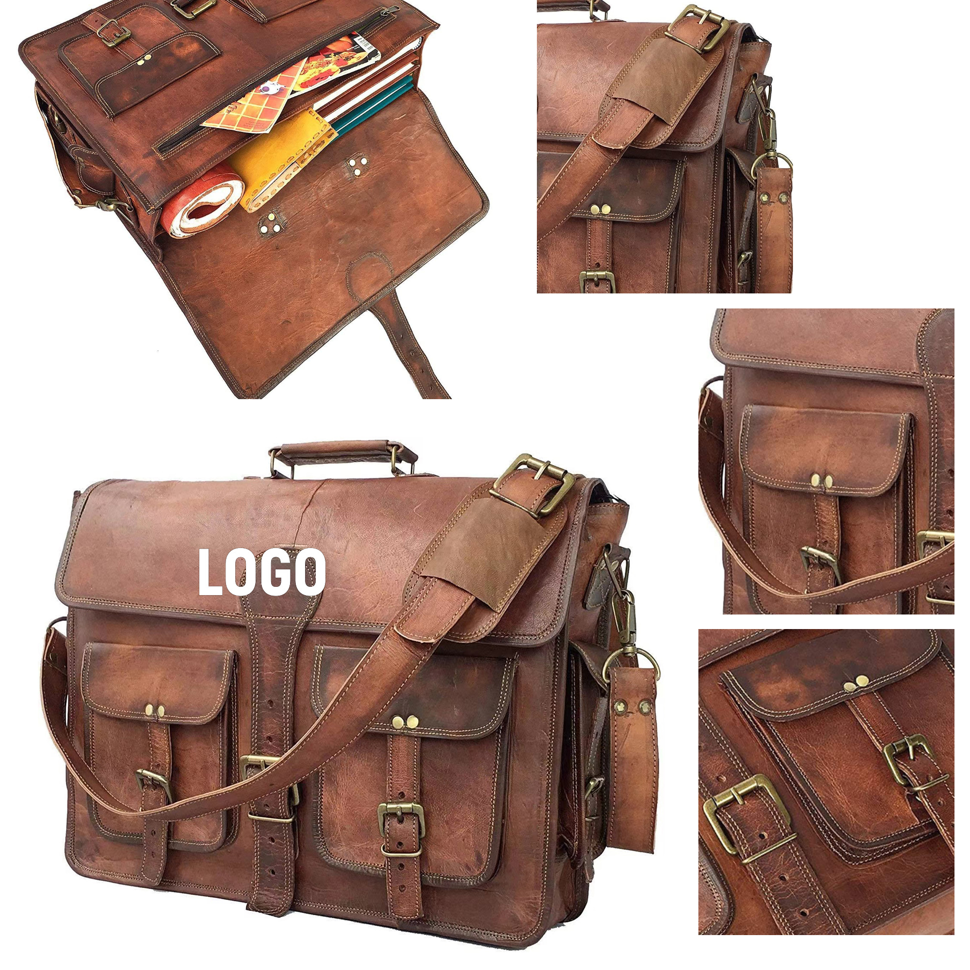 Handmade Leather Travel Office Messenger Bag 1