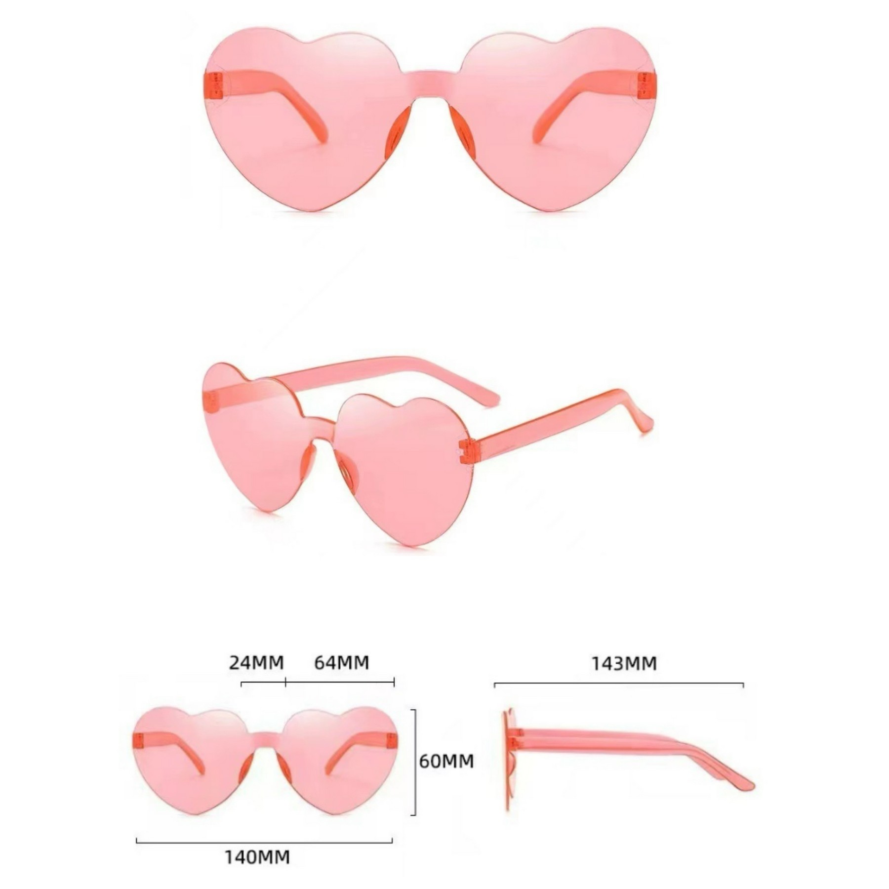 Customizable Heart Shape Eyewear Colored Sunglasses 6