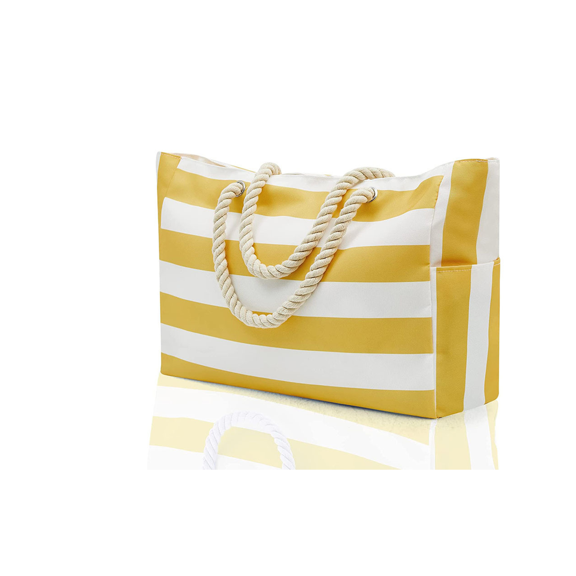 Striped Canvas Waterproof Rope Handle Travel Tote 3