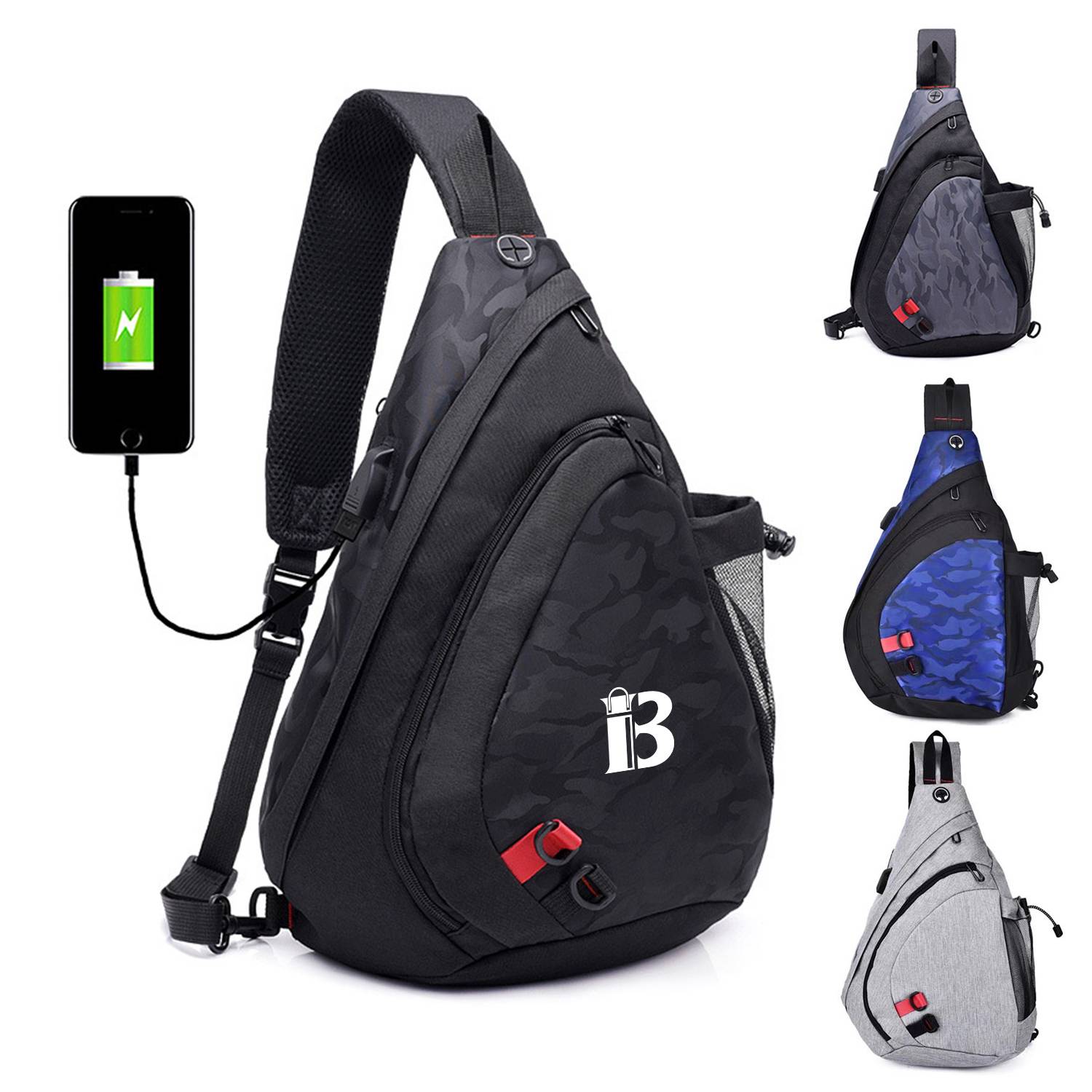 Nylon Chest Sling Bag With Charging Port 12