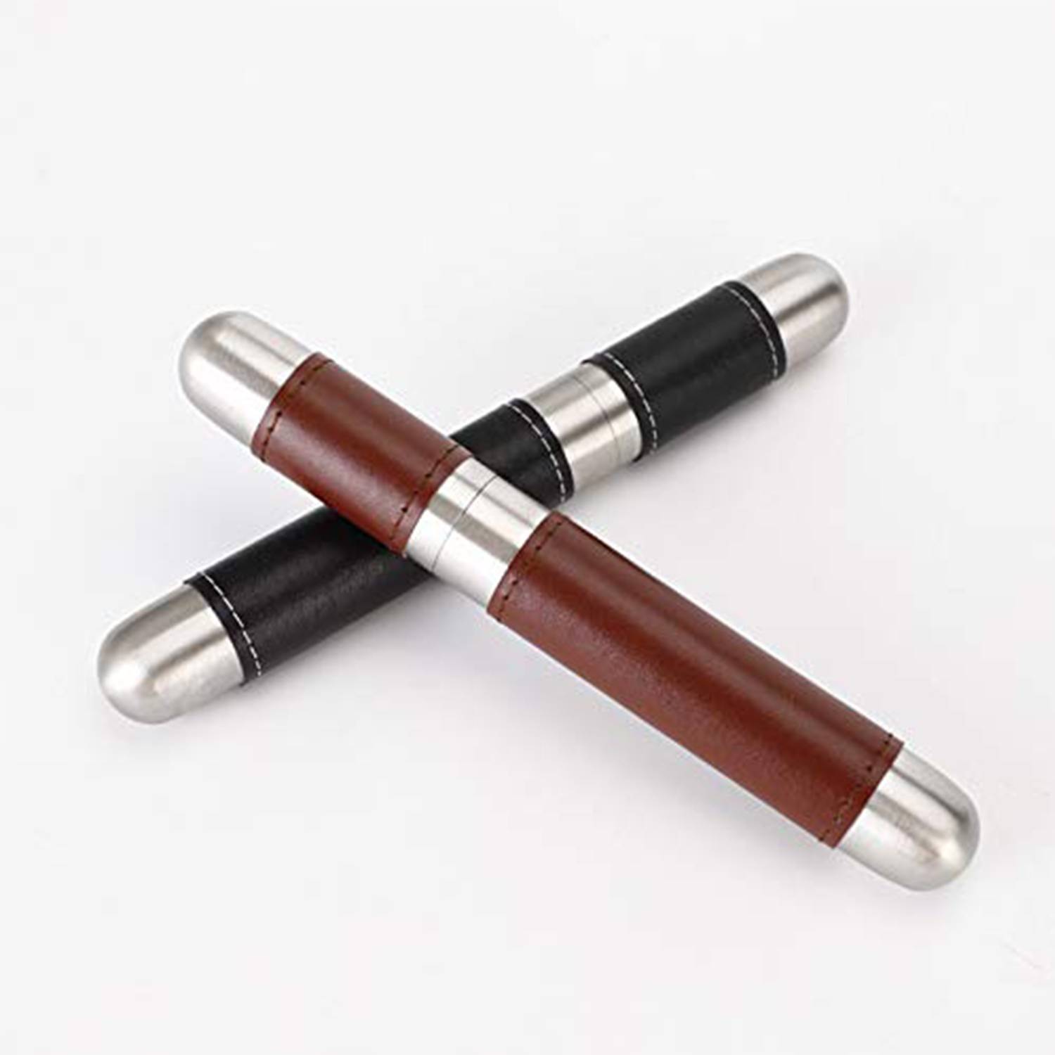 Leather Stainless Steel Cigar Tube 2