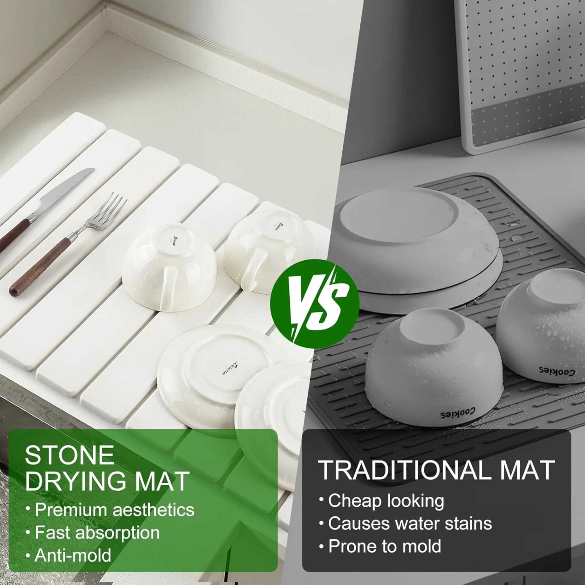 Foldable Kitchen Counter Stone Tableware Drying Mat 1