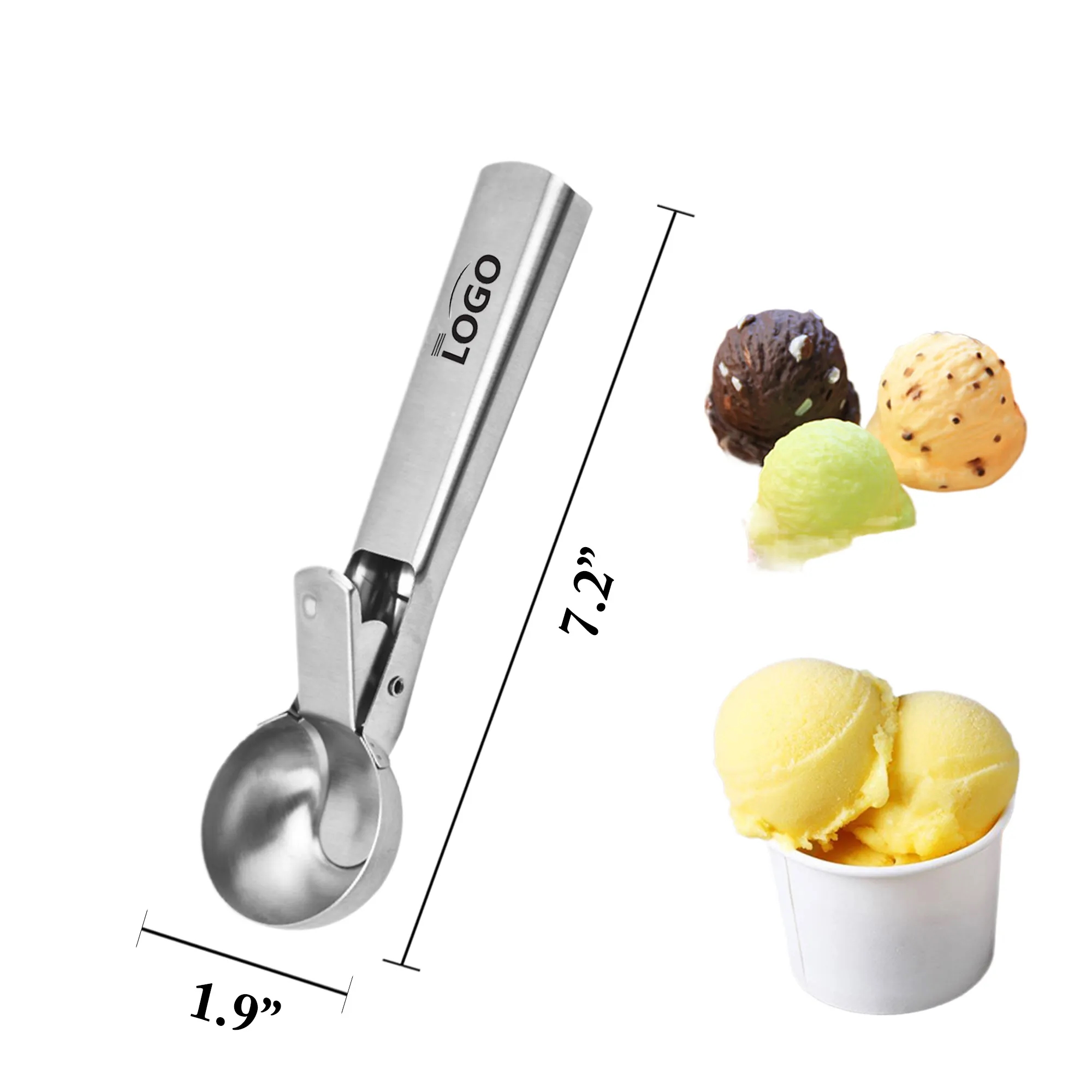 MOQ 100PCS Stainless Ice Cream Scoop With Rebound Function 2
