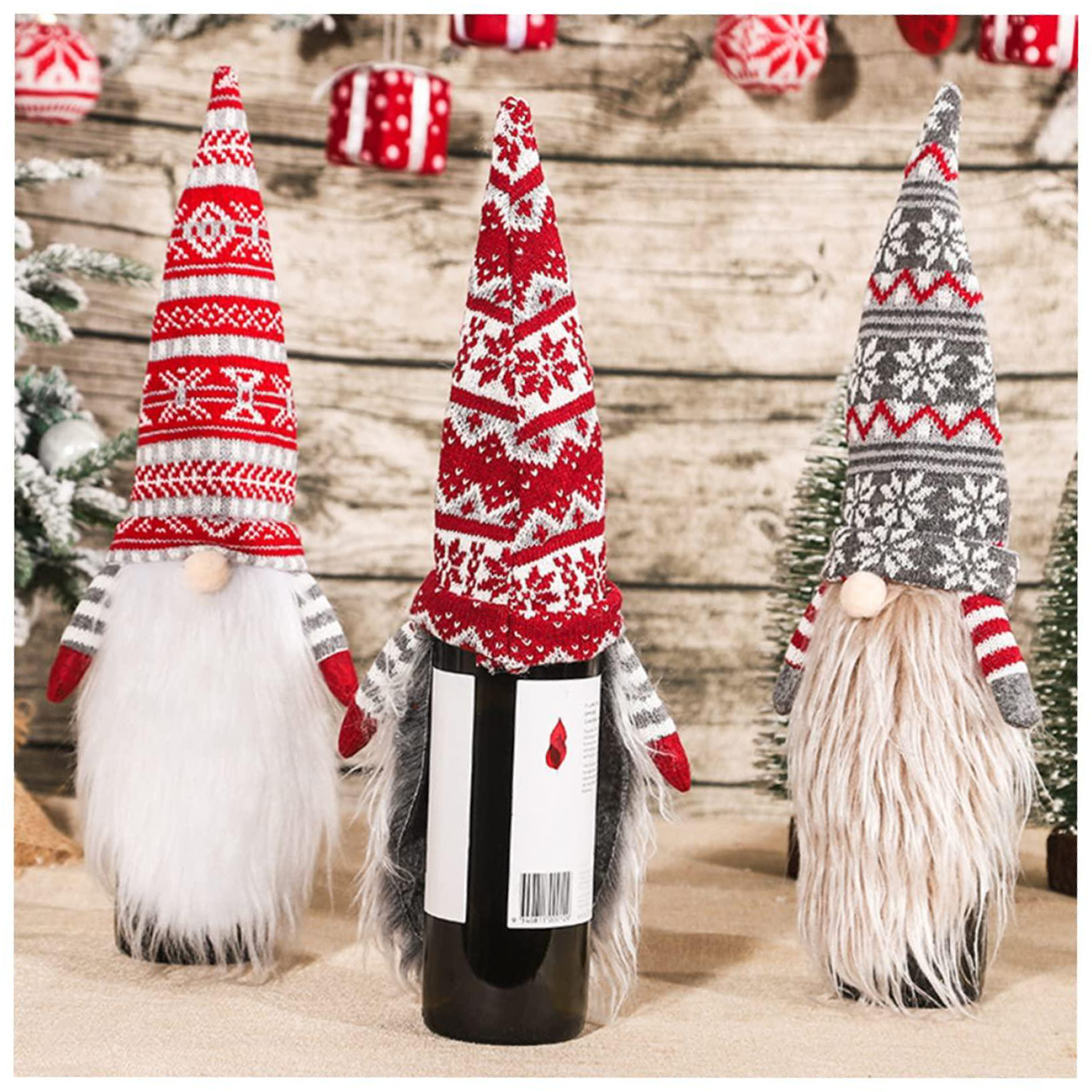 Christmas Gnome Santa Wine Bottle Cover 4