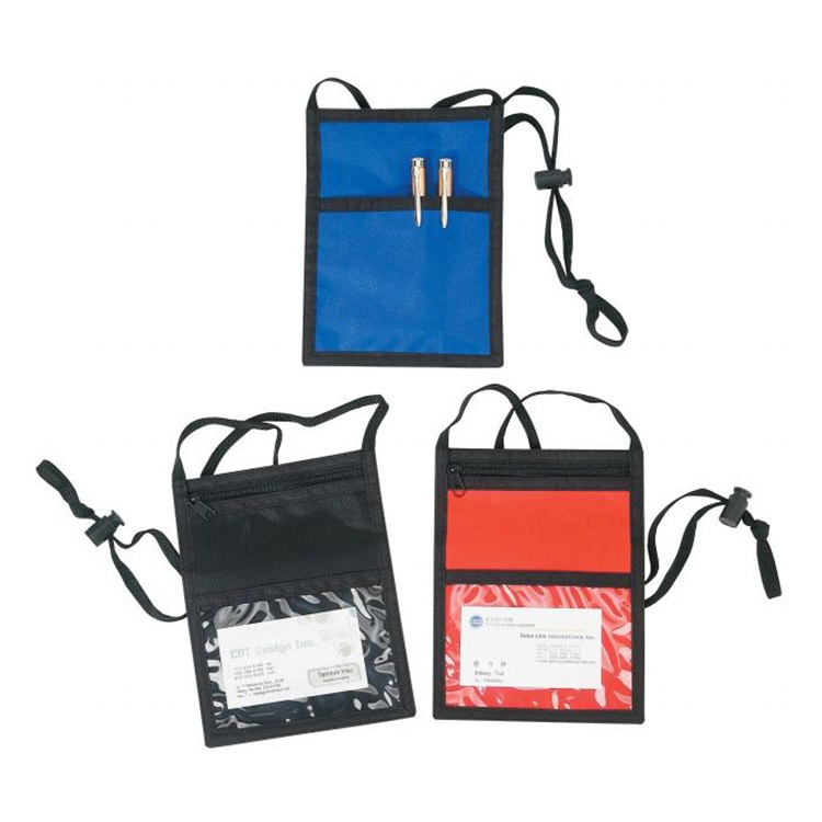 Front Zippered Pocket Neck Wallet Trade Show Badge Holder 1