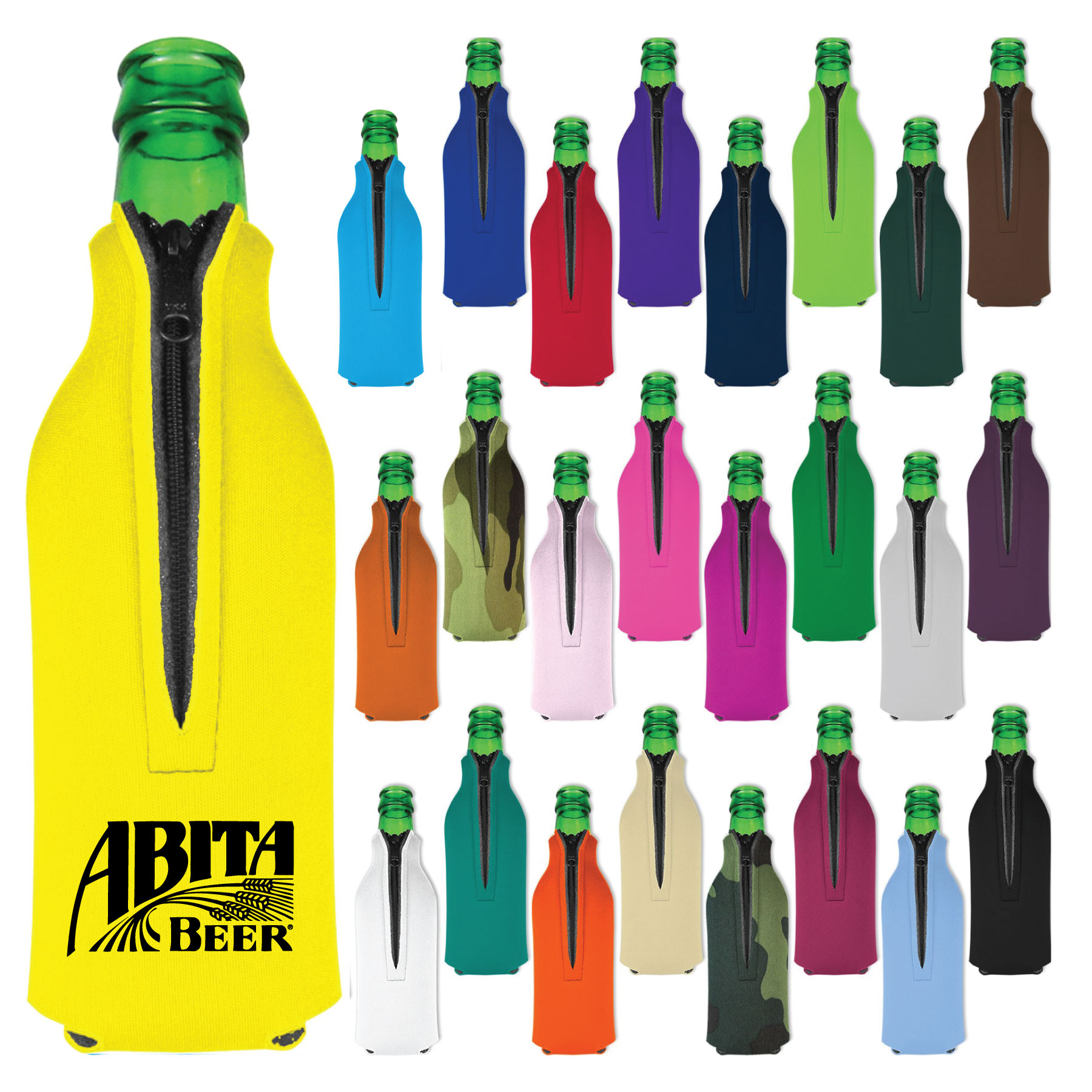 Premium Foam Bottle Insulator with Zipper - Screen Printed 1