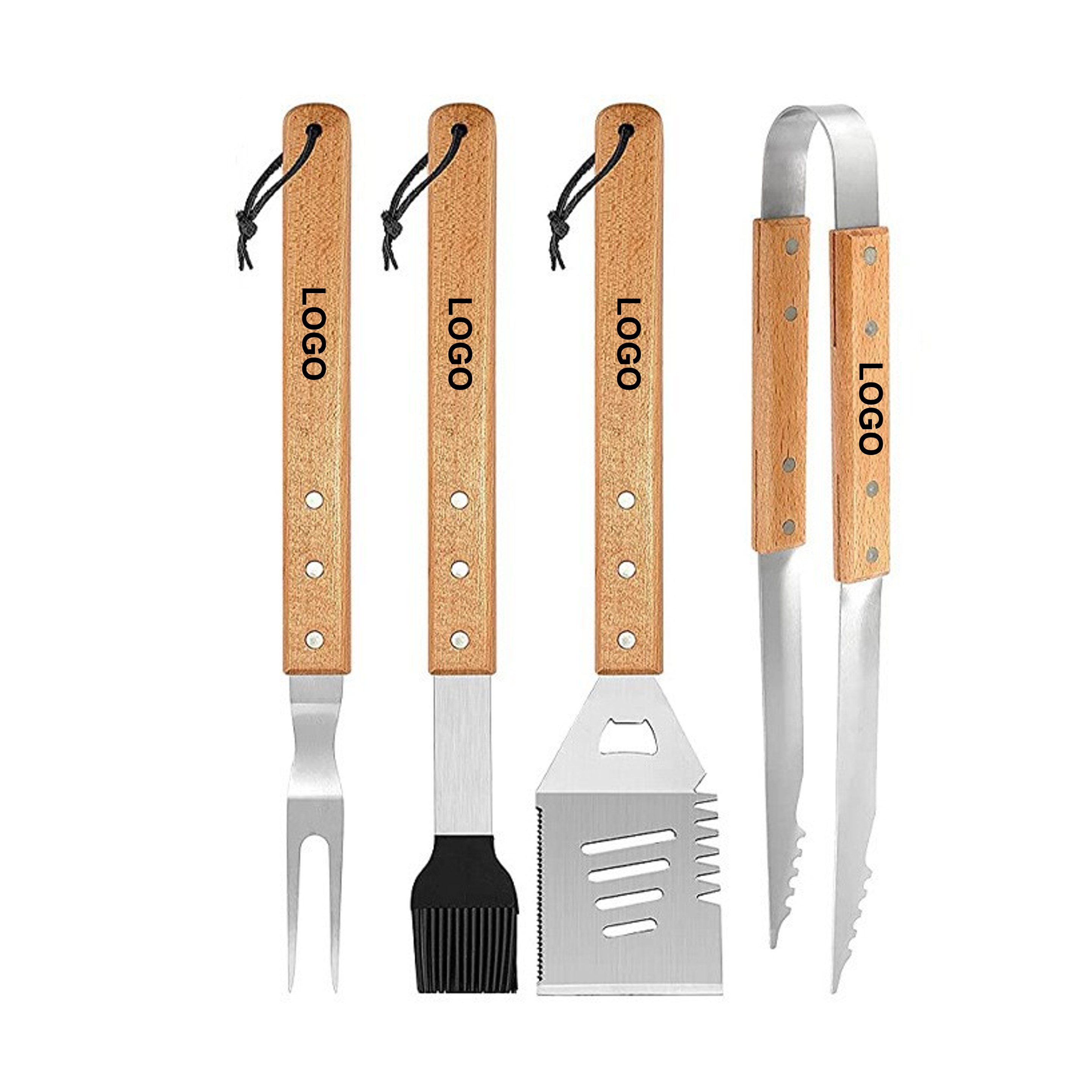 4pcs Wooden Handle Grill Set (direct import) 3