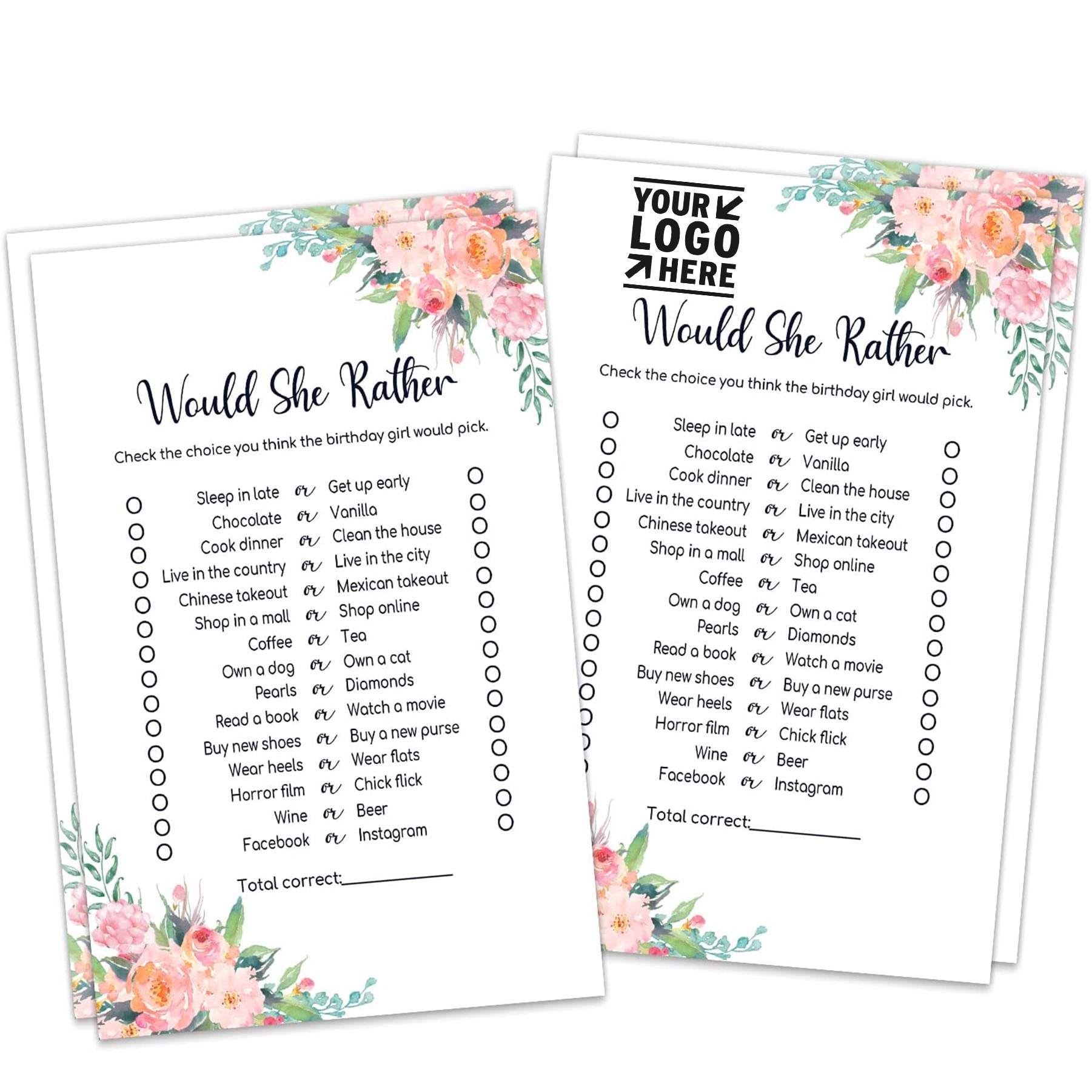 20Pcs Birthday Game Card Set 2