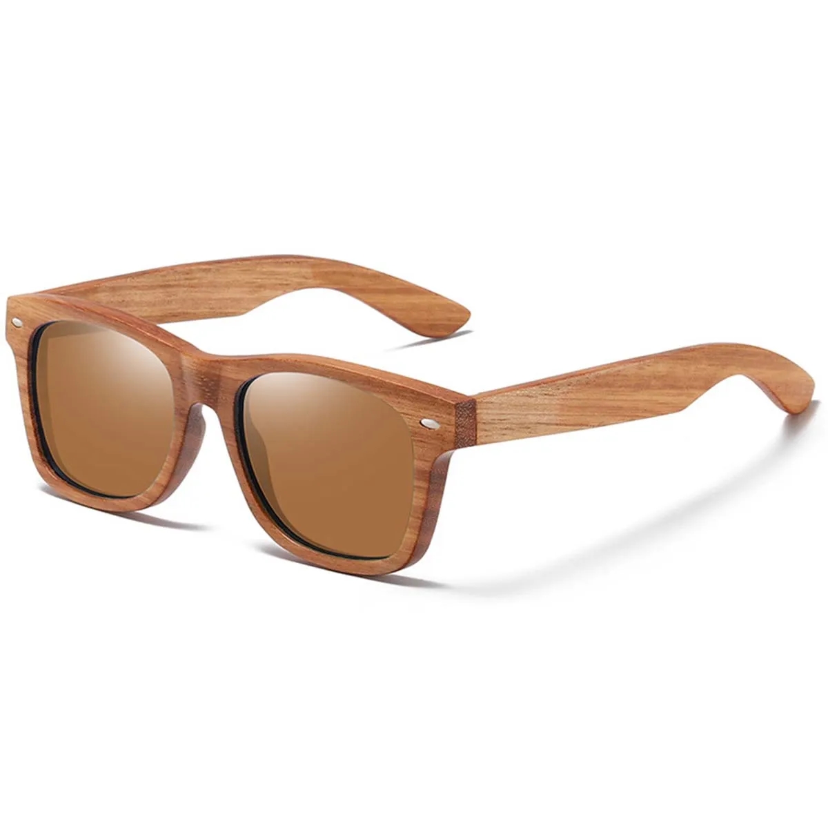 UV400 Unisex Wooden Frame Square Polarized Sunglasses 12