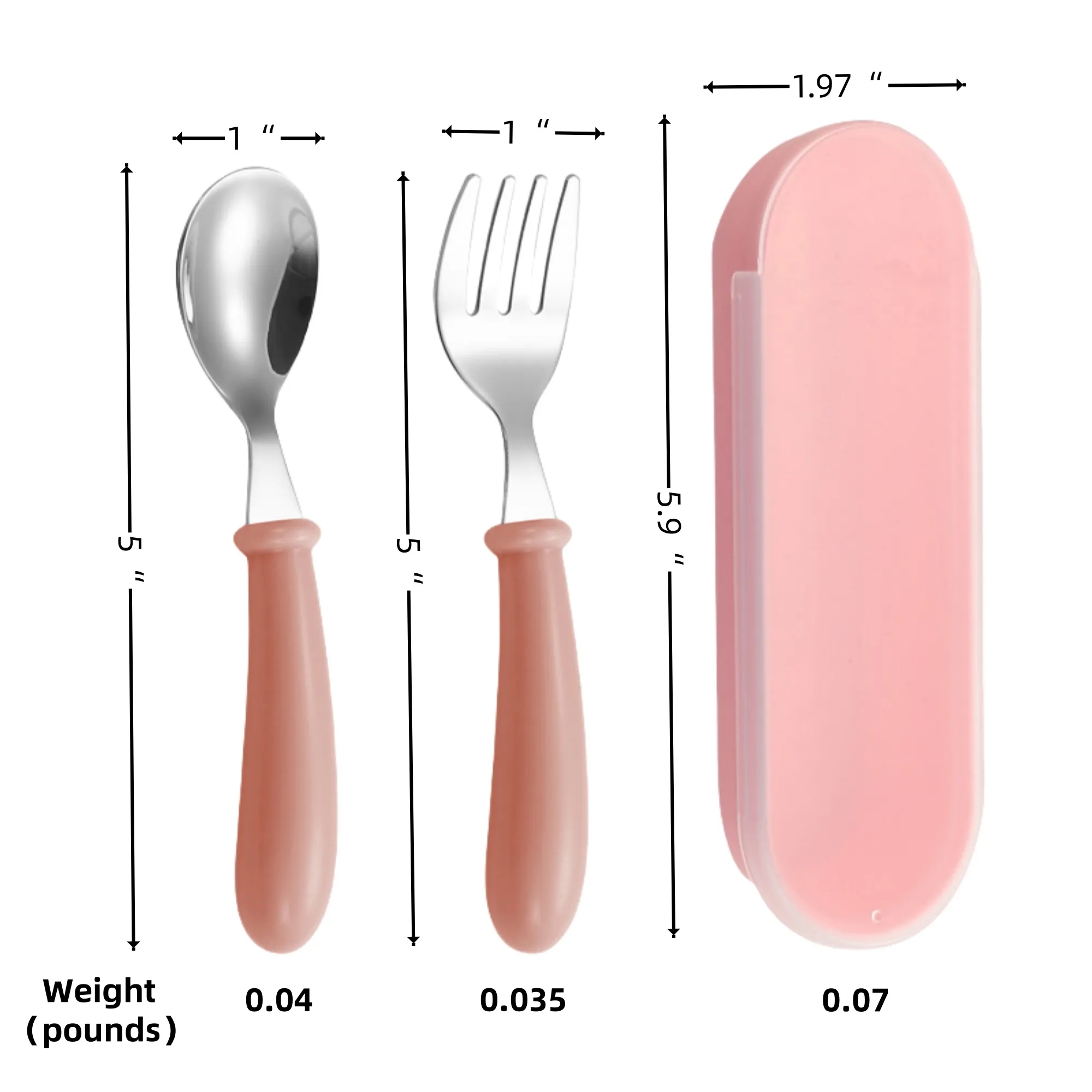 Stainless Steel Children's Spoon, Fork, and Box Three-Piece 4