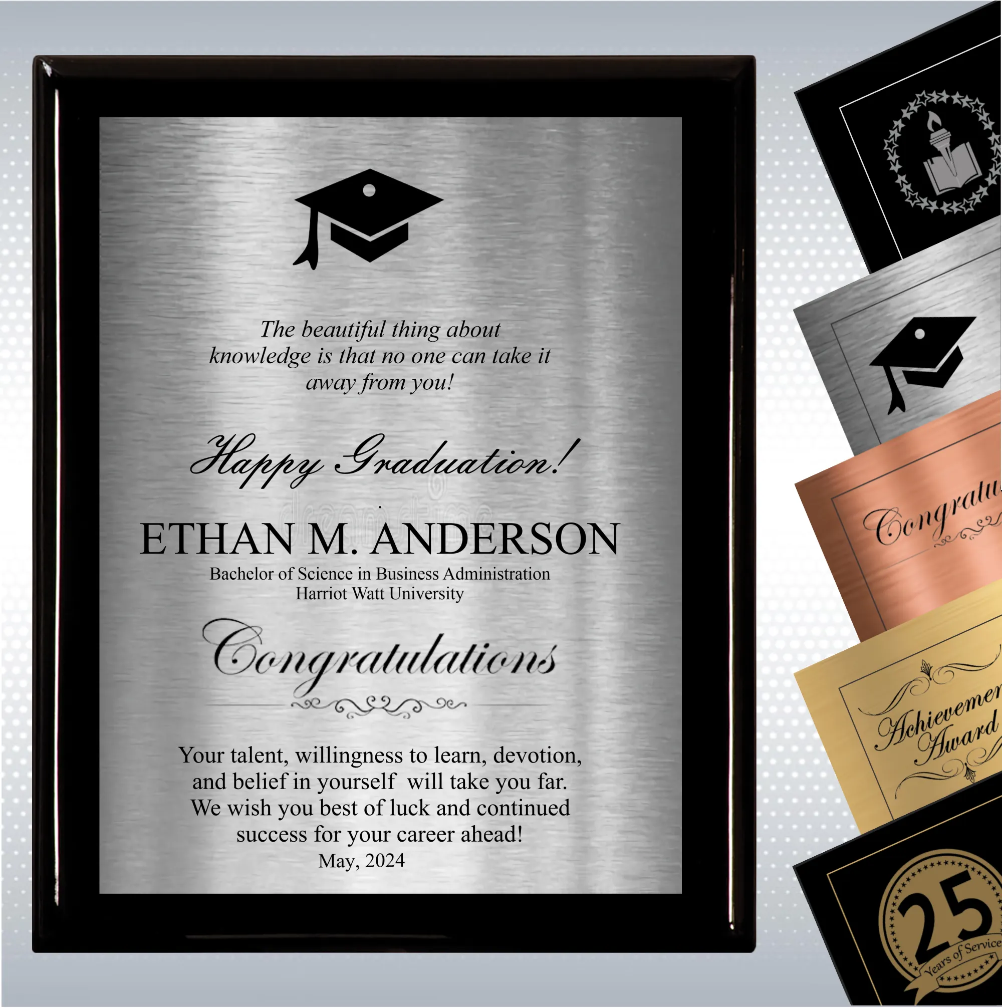 Black Piano Finish Wood Plaque Graduation Gift 13