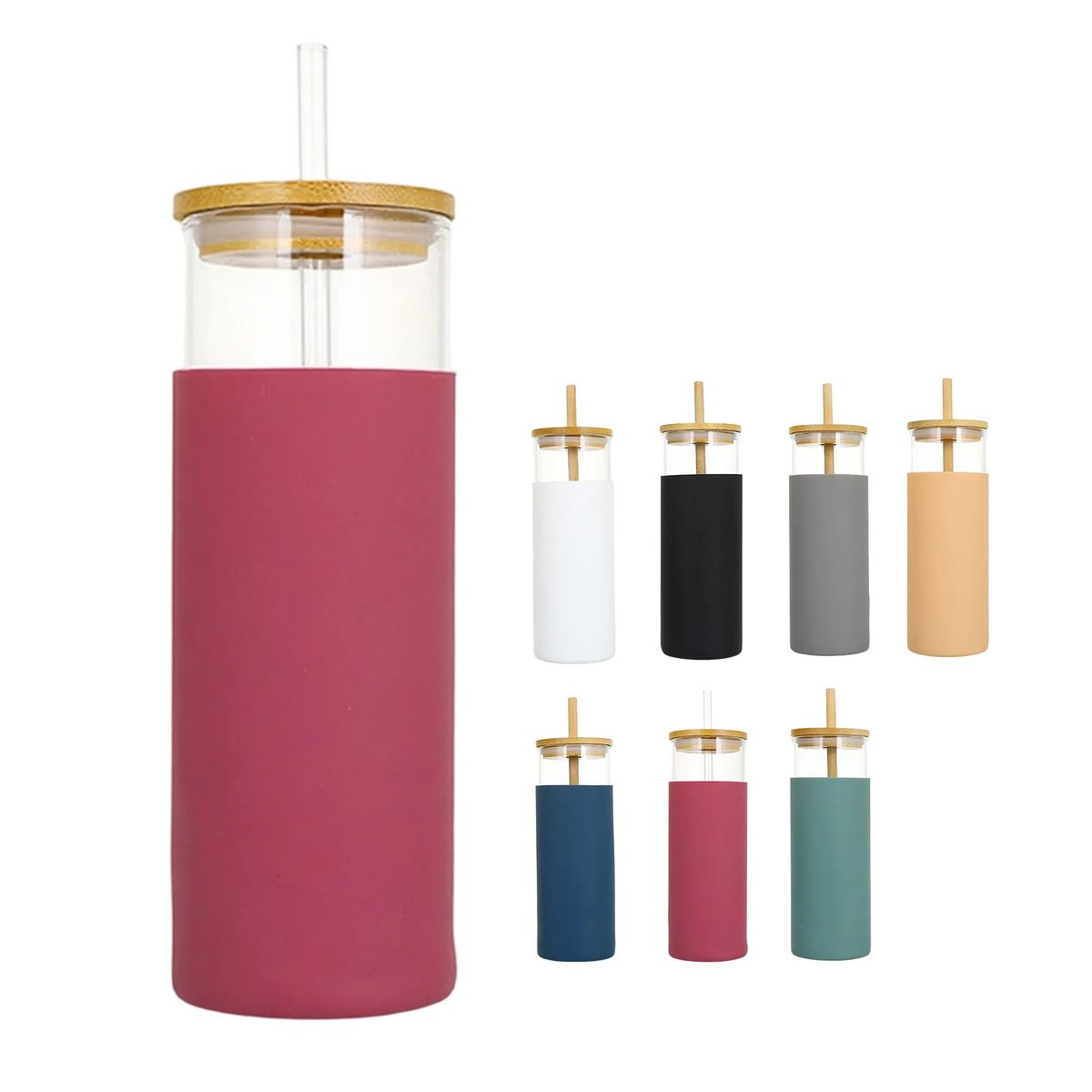 Reusable Glass Bottle with Silicone Sleeve 9