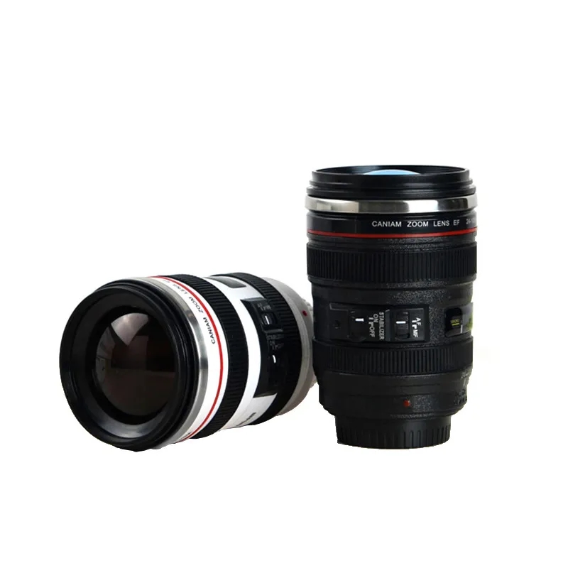 Stainless Steel Camera Lens Coffee Mug With Lid 5