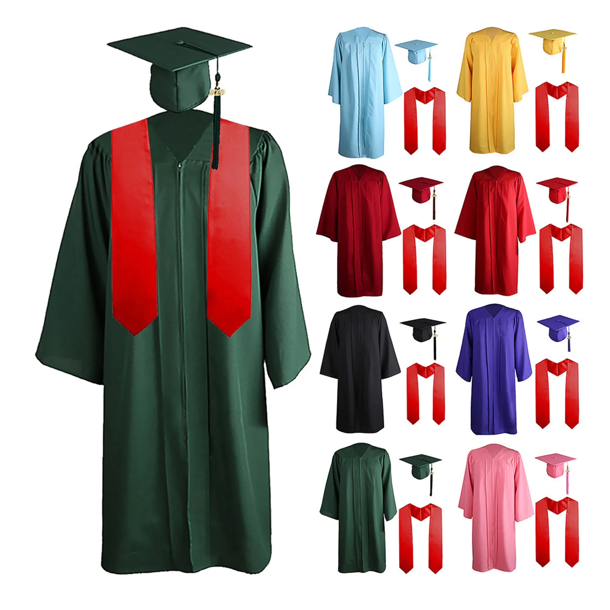 Graduation Ceremony Gown Suit With Hat Shawl 5
