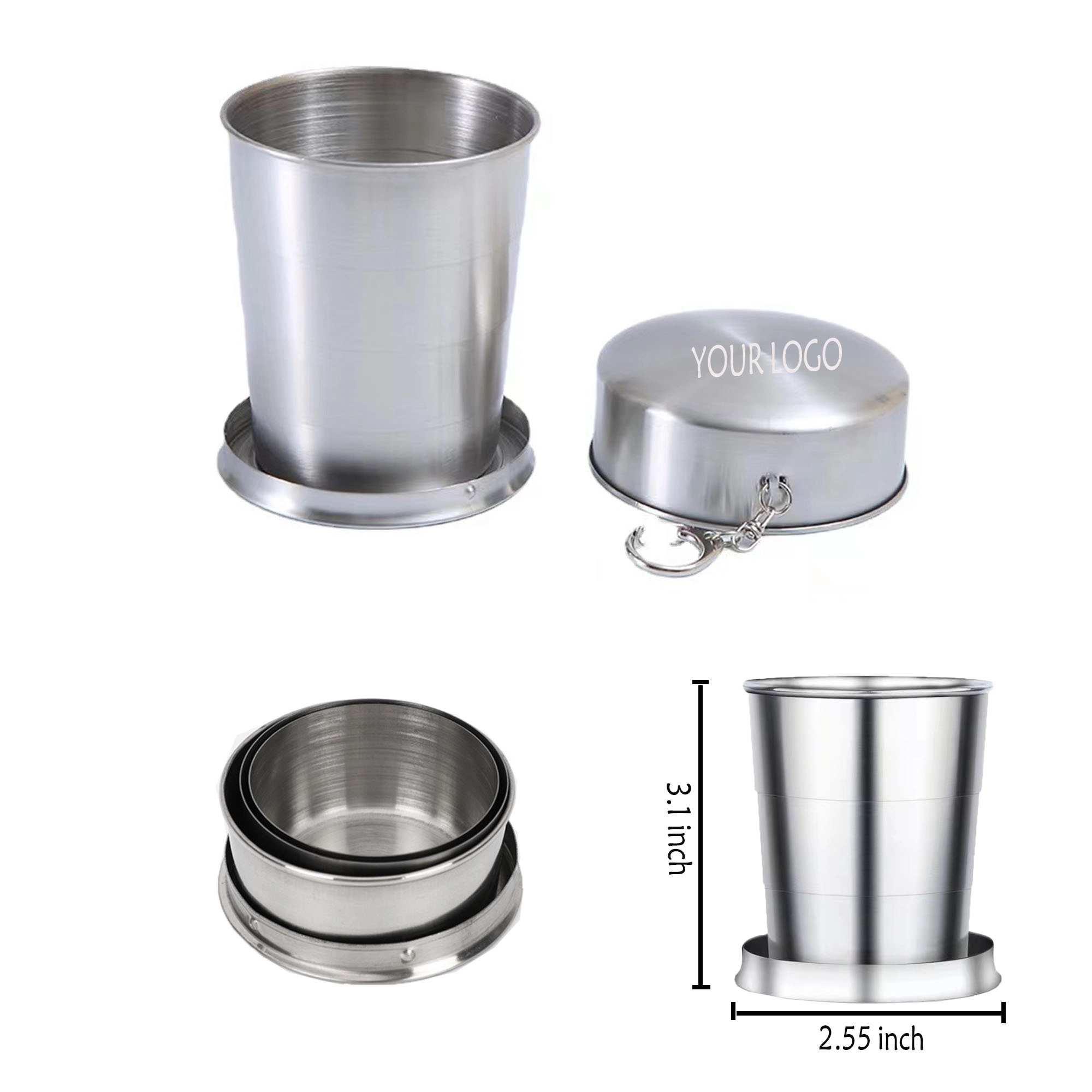 5oz Stainless Steel Travel Foldable Cup MOQ 100pcs 2