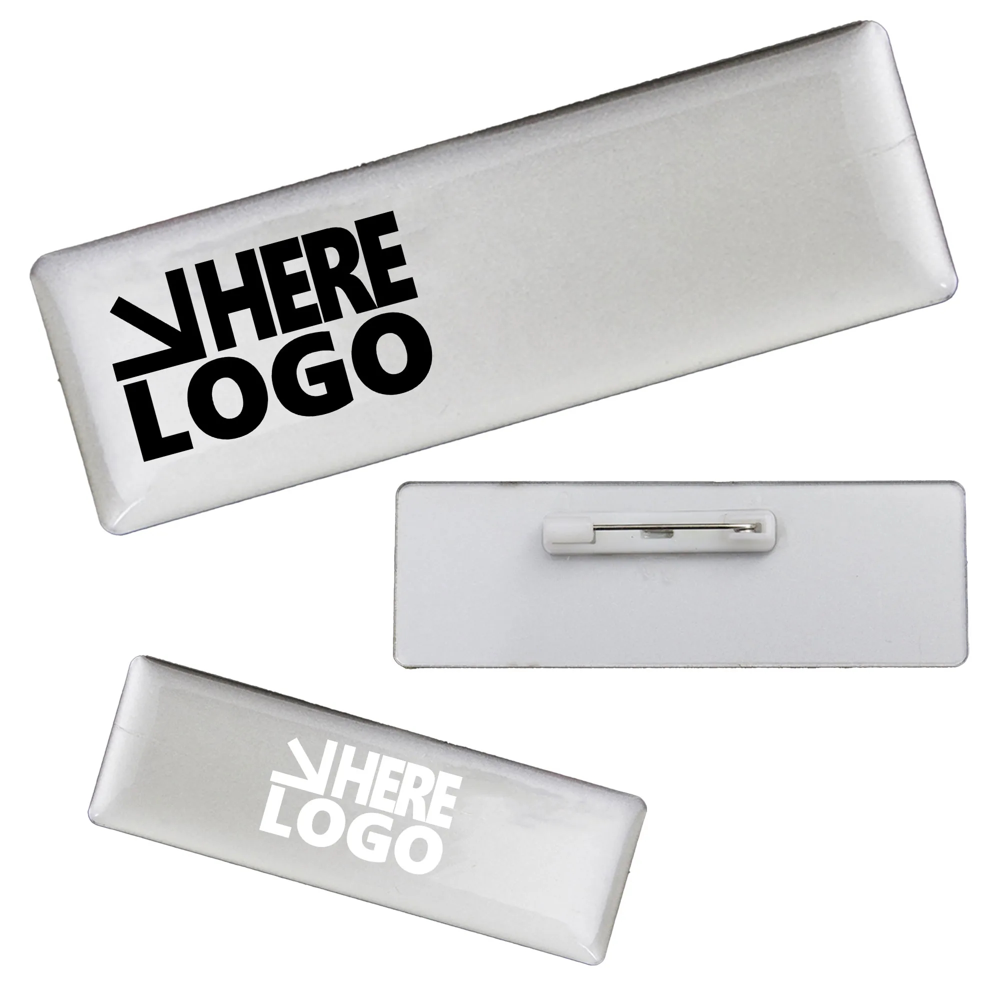 MOQ 100 Plastic Blank Name Badge & Tags & Pin 2.8"x 1" 2