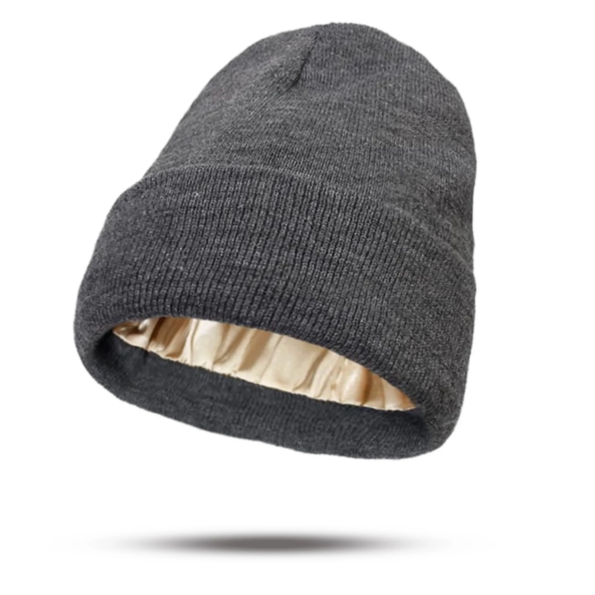 Satin Lined Knit Beanie Warm Soft Winter Hat 14
