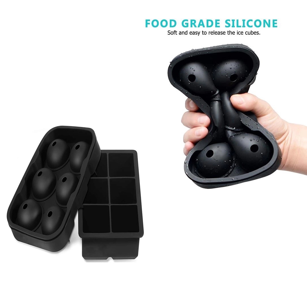Silicone Ice Cube Trays With Lids Large Square Molds 4