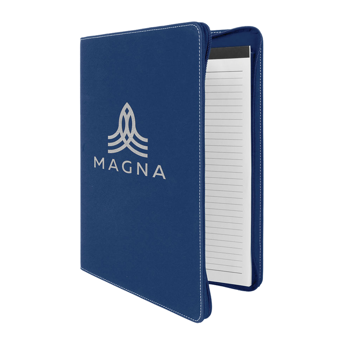 9" x 12" Leatherette Blue/Silver Portfolio with Zipper 4