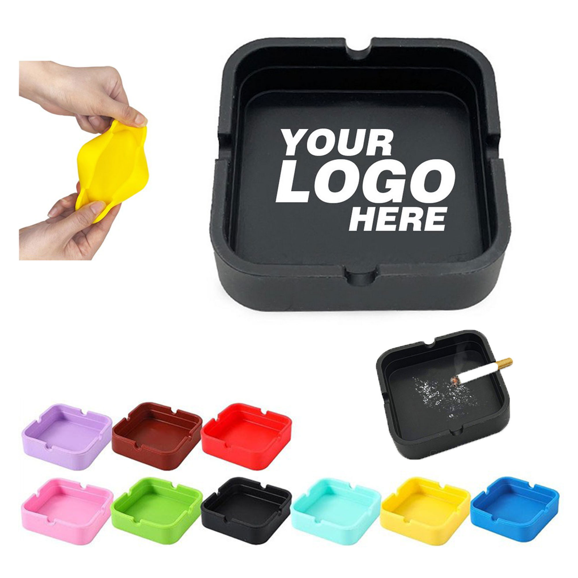 Square Silicone Ashtray Unbreakable 4
