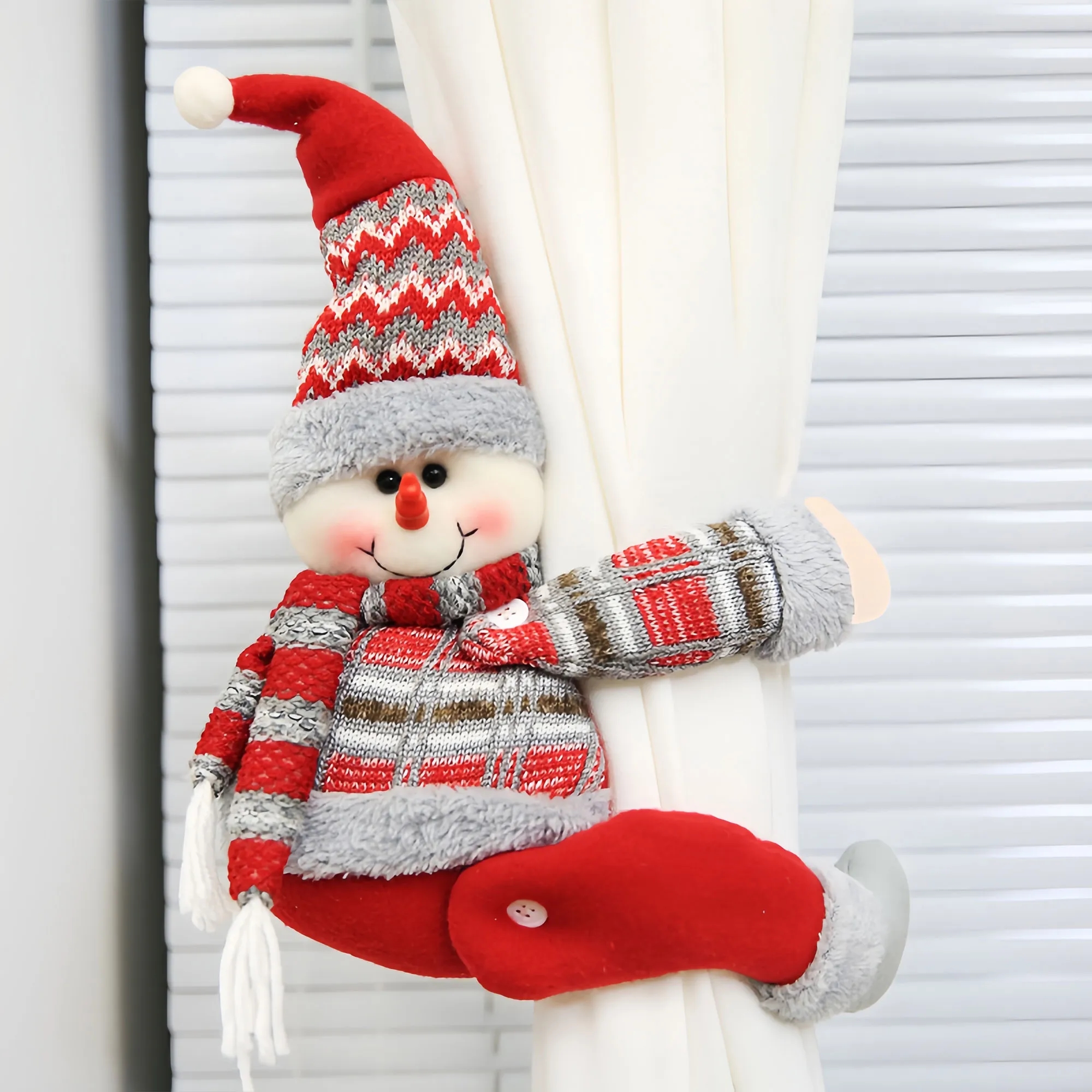 Festive Christmas Curtain Clip Cartoon Character Decor 3
