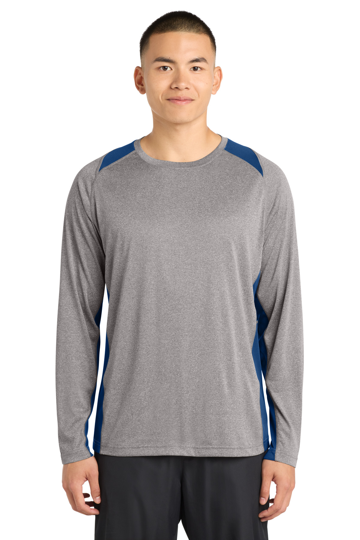 Sport-Tek Long Sleeve Heather Colorblock Contender Tee. ST361LS 46