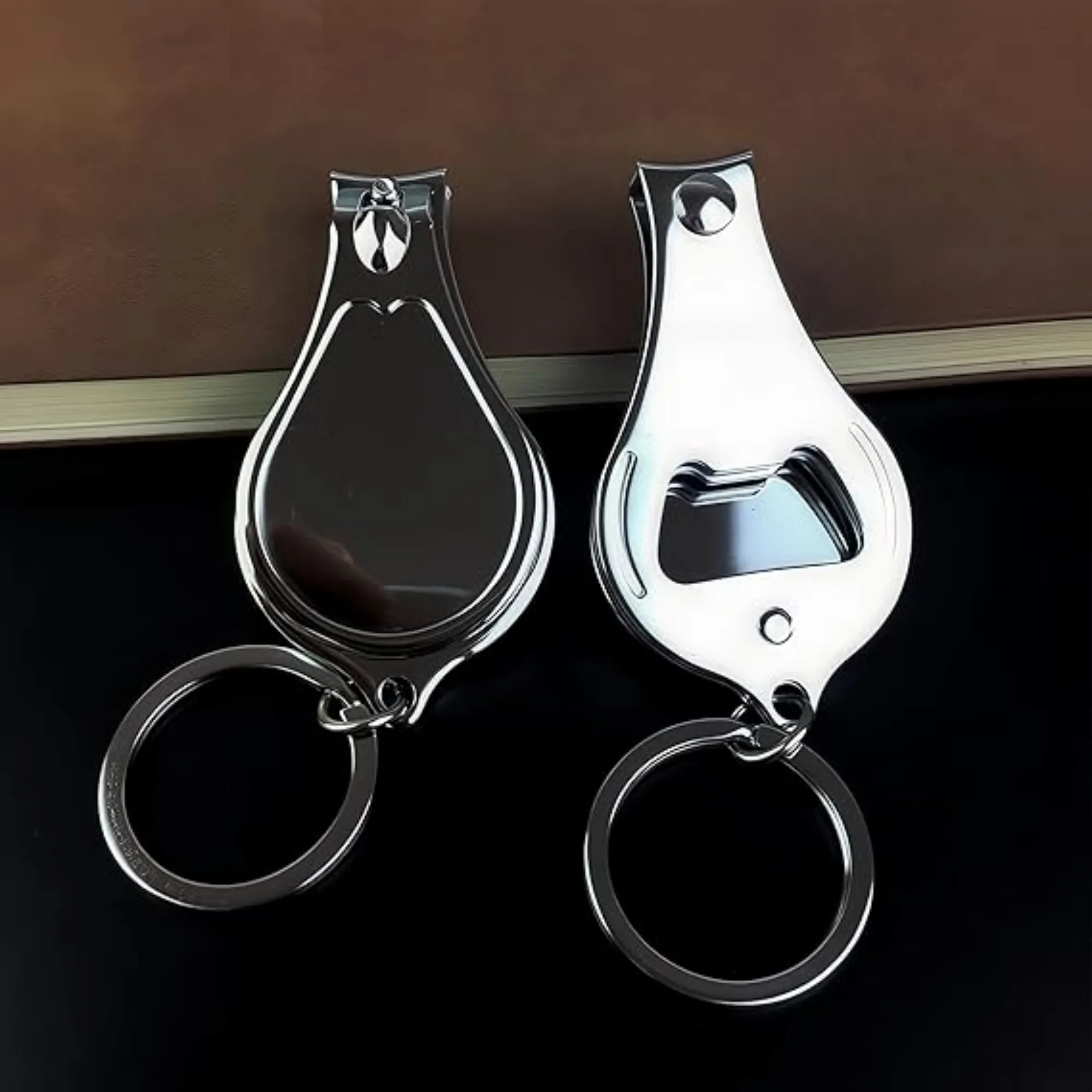 Stainless Steel Nail Clipper Bottle Opener Keychain 4
