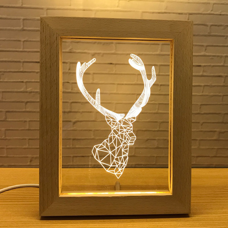 LED 3D Illusion Light In A Wood Picture Frame Personalization Optional 8