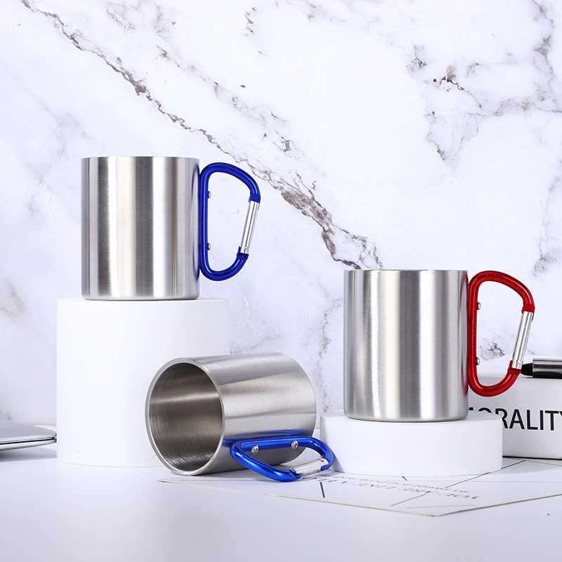 Custom Stainless Steel Coffee Mugs with Carabiner Handles 3