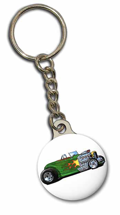 Key Chain / Tag, custom single sided imprint at 1-1/8" diameter with metal backer