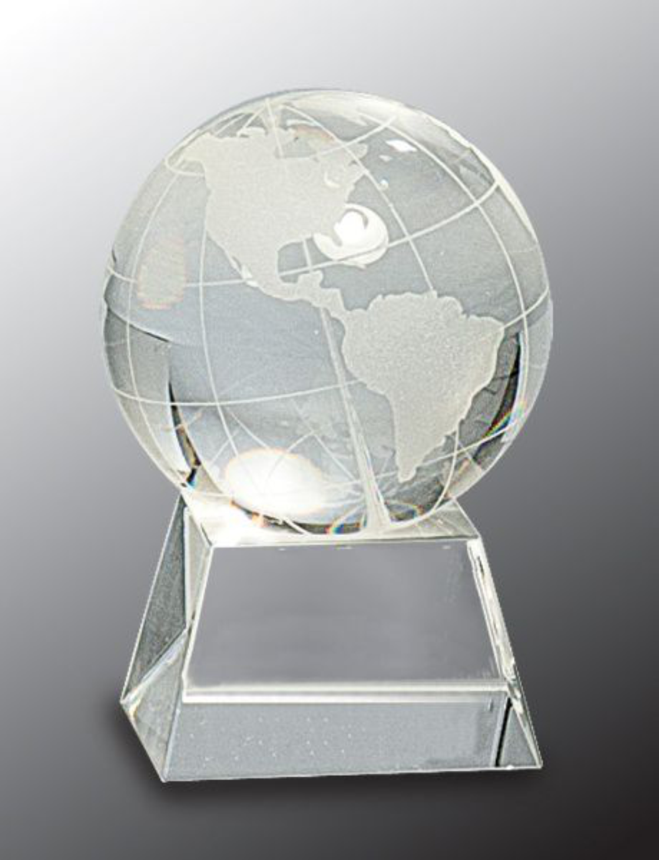 3 1/2" Crystal Globe Award on Clear Base 3