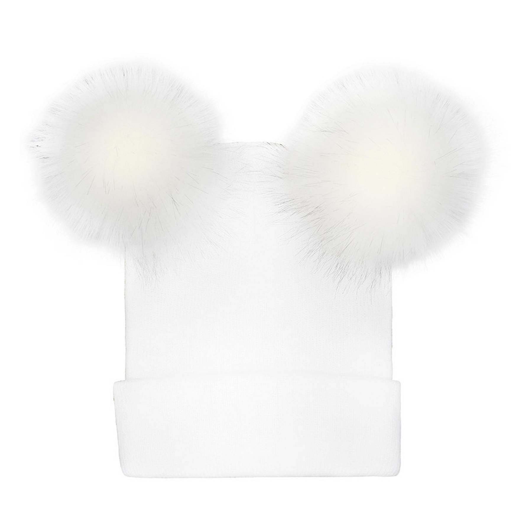 Acrylic Winter double furball knitted beanie 4