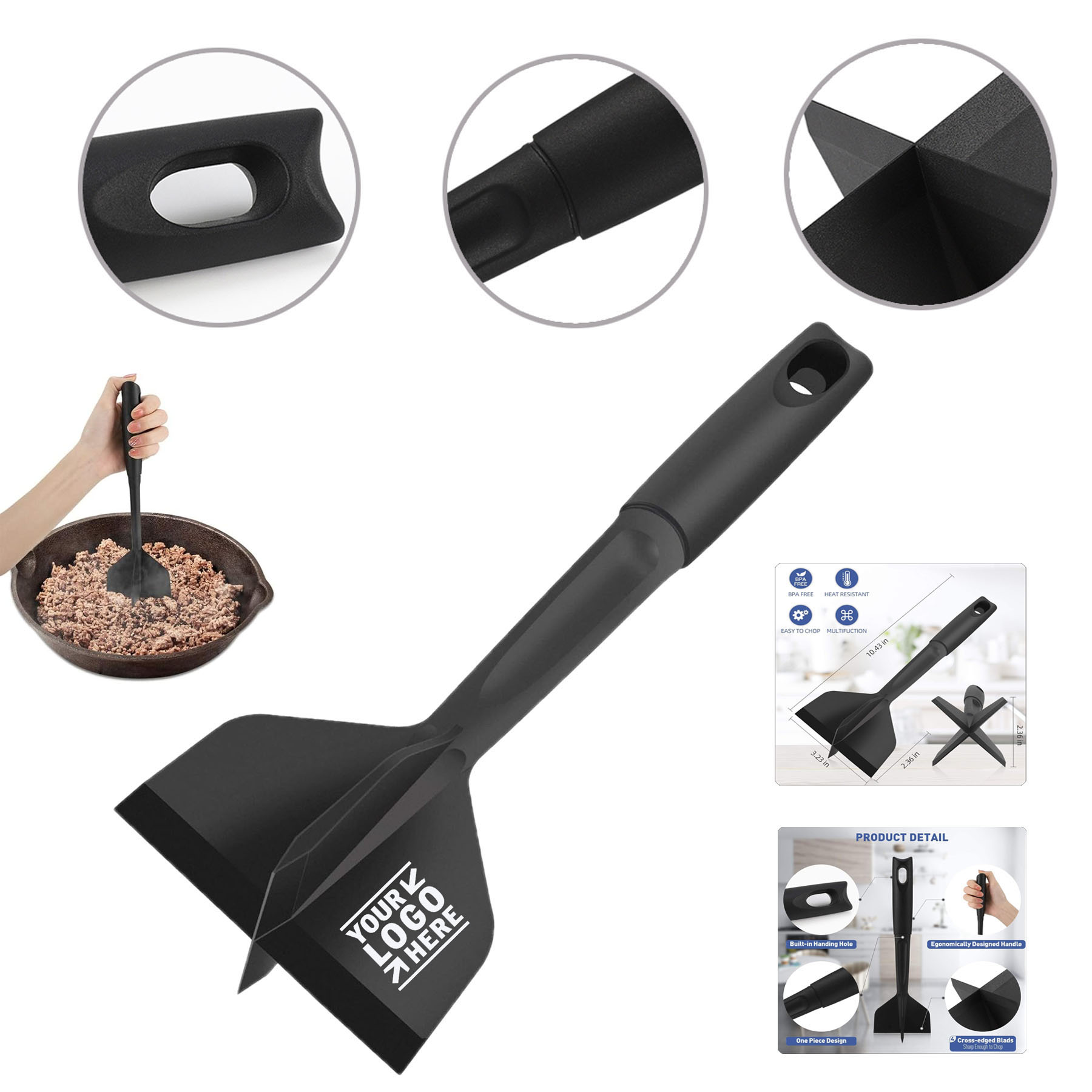 Ground Beef Smasher Hamburger Chopper Premium Heat Nylon Resistant Meat Masher