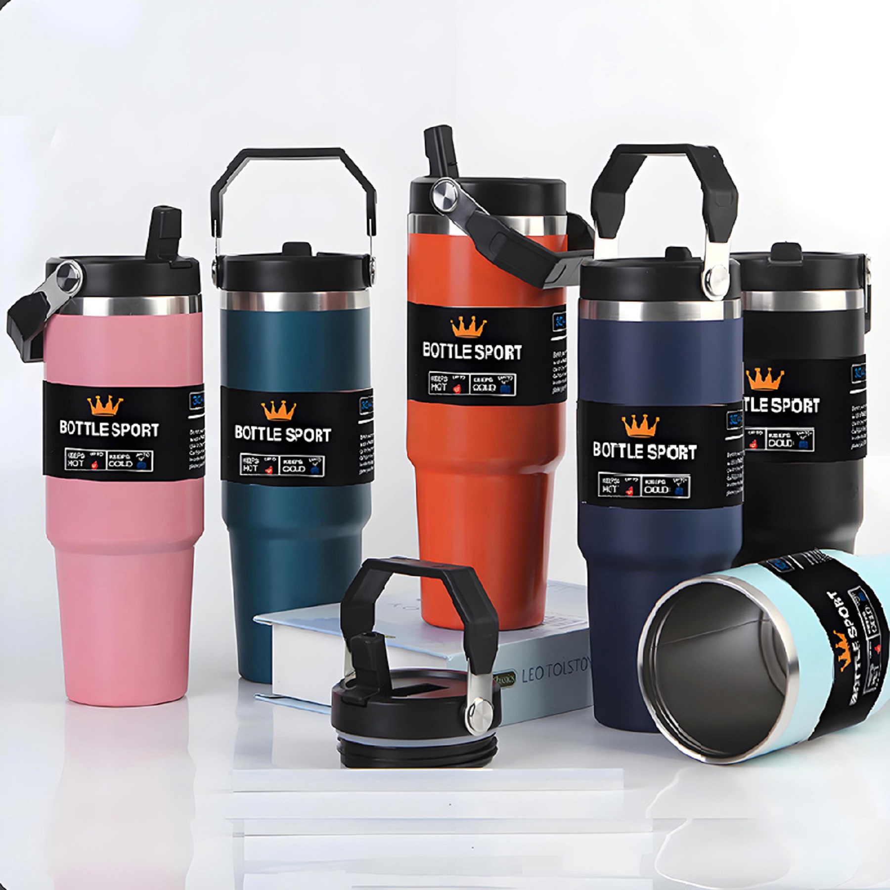 30 oz Insulated Tumbler with Handle and Straw Lid 4