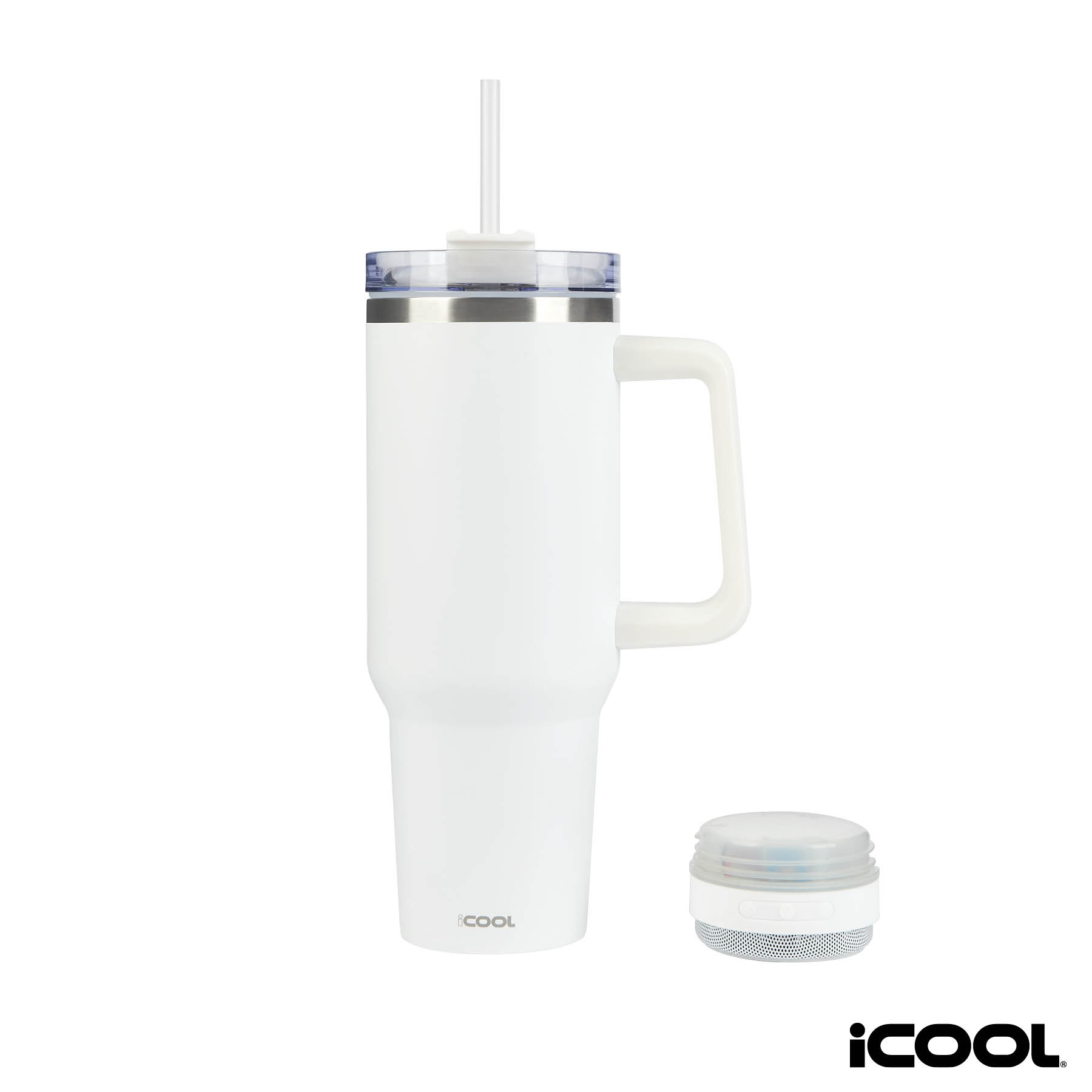 iCOOL® Borrego 40 oz. Double Wall, Stainless Steel Travel Mug with Speaker 8
